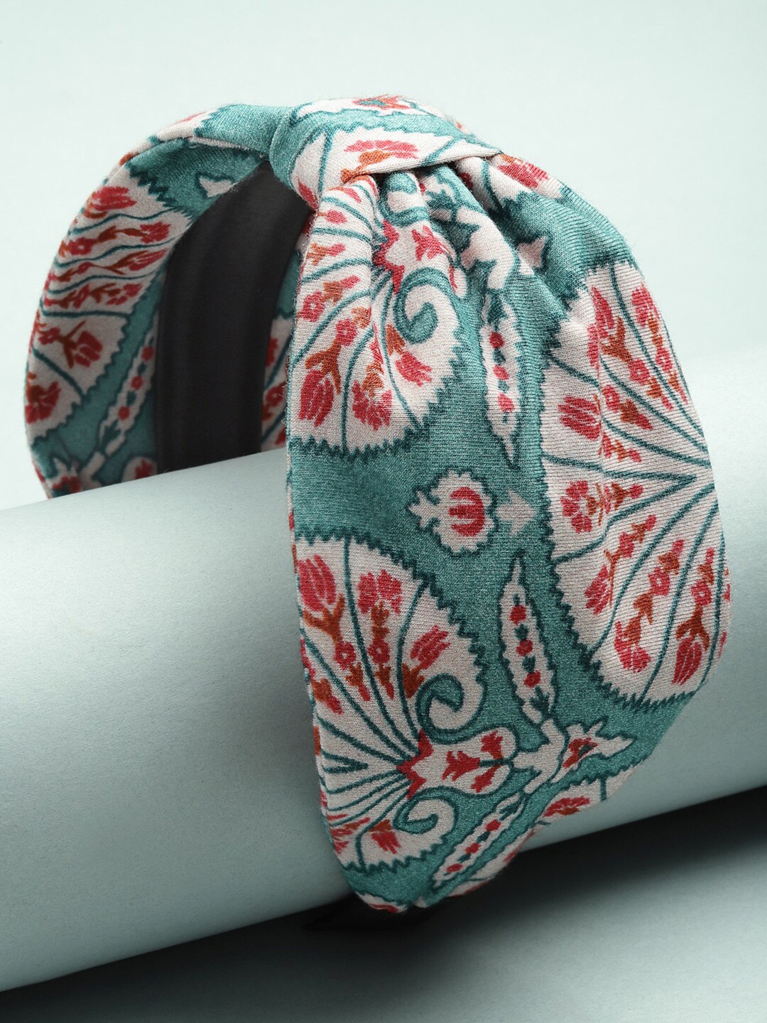 

SHAYE Women Sea Green & White Hairband With Knot Detail