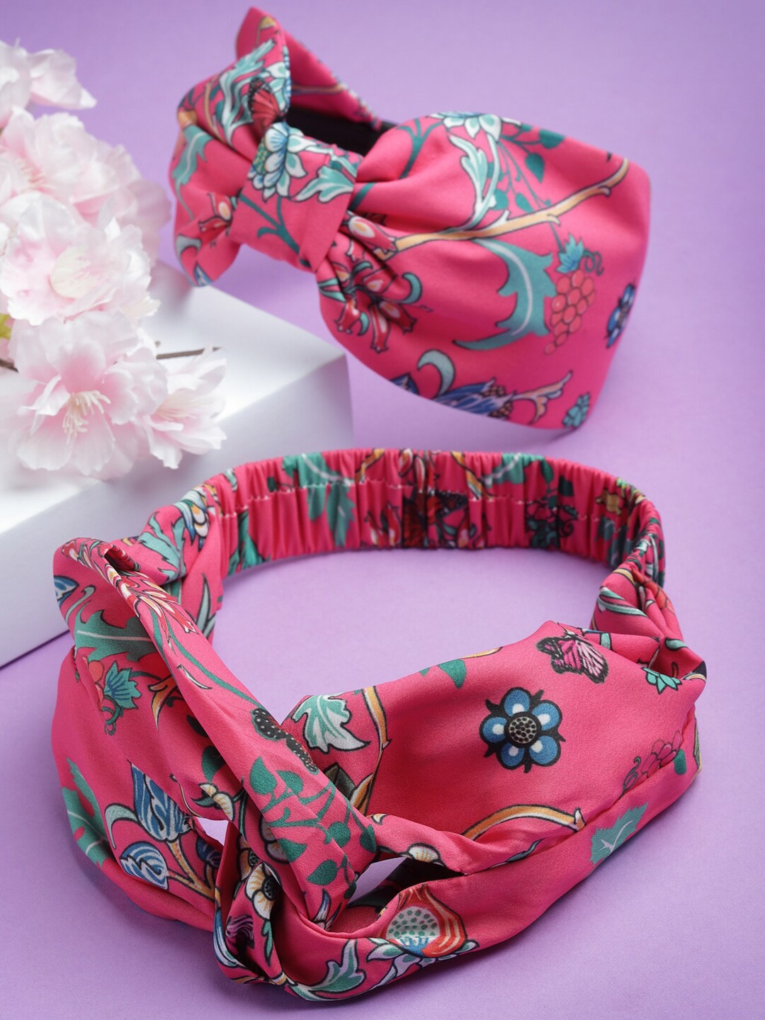 

SHAYE Women Pink & Sea Green Set of 2 Hairband