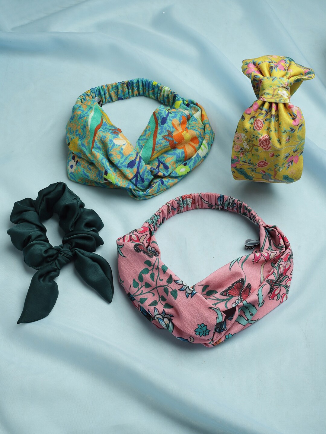 

SHAYE Women Green & Pink Set of 4 Hairband