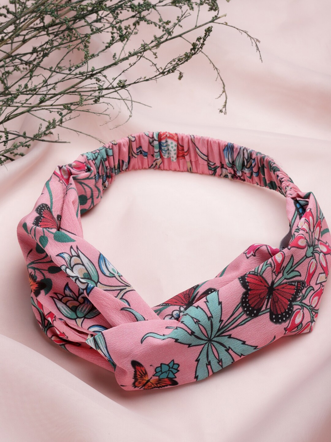 

SHAYE Women Pink & Sea Green Floral Print Hairband
