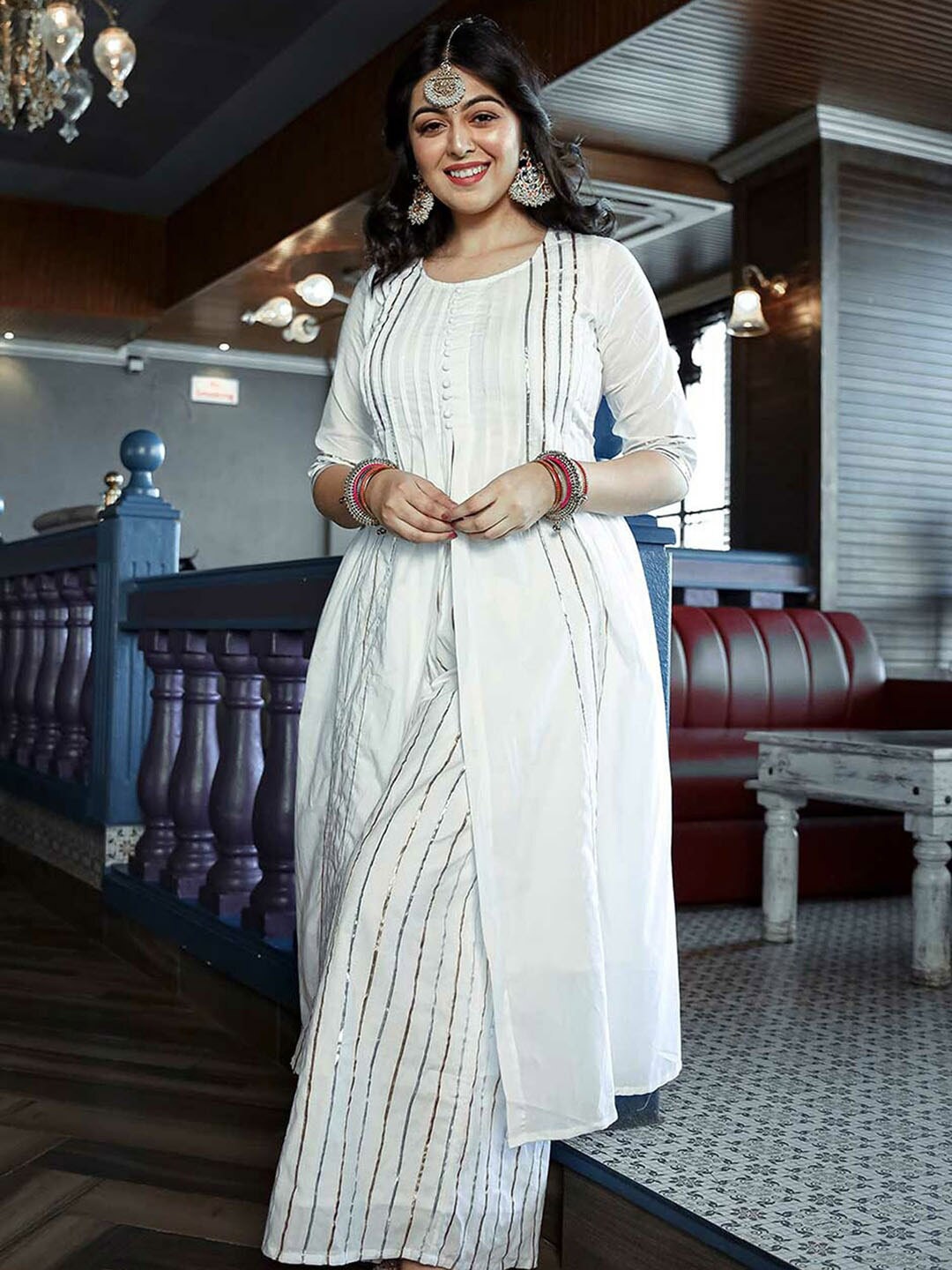 

Lavanya The Label Printed Pure Cotton Kurta with Palazzos, White
