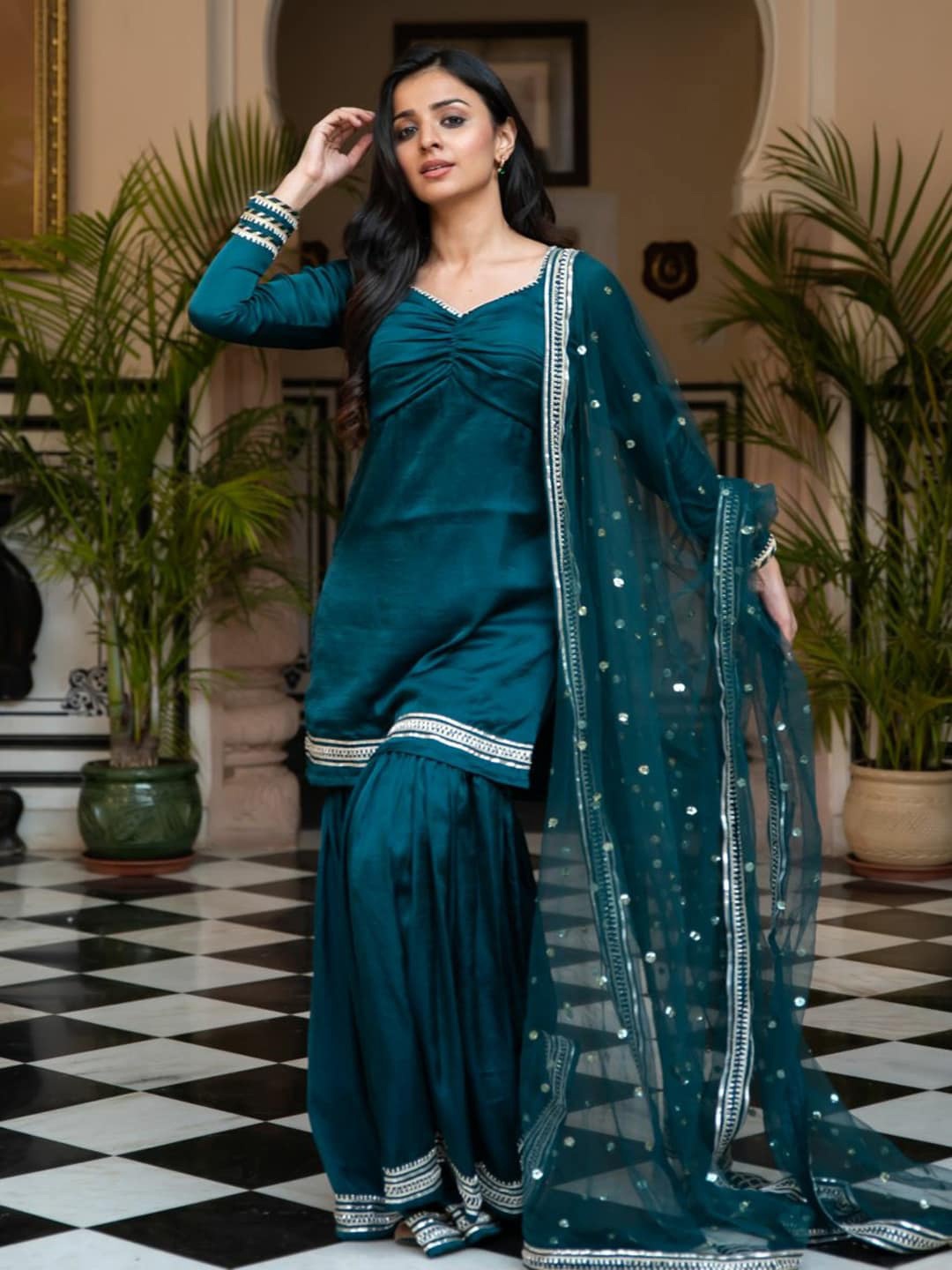 

Lavanya The Label Sweetheart Kurta with Sharara & Dupatta, Green