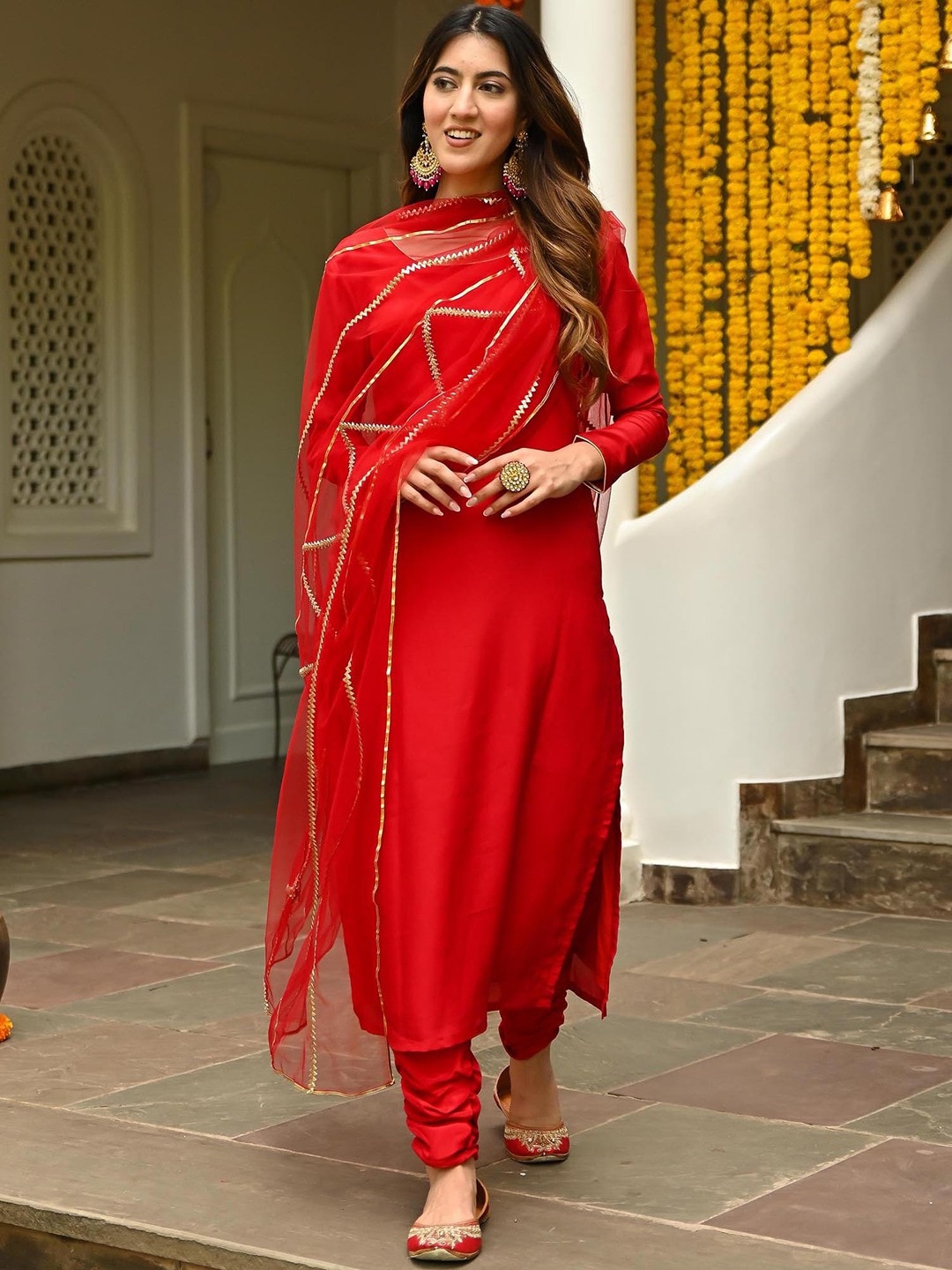 

Lavanya The Label Kurta with Churidar & Dupatta, Red
