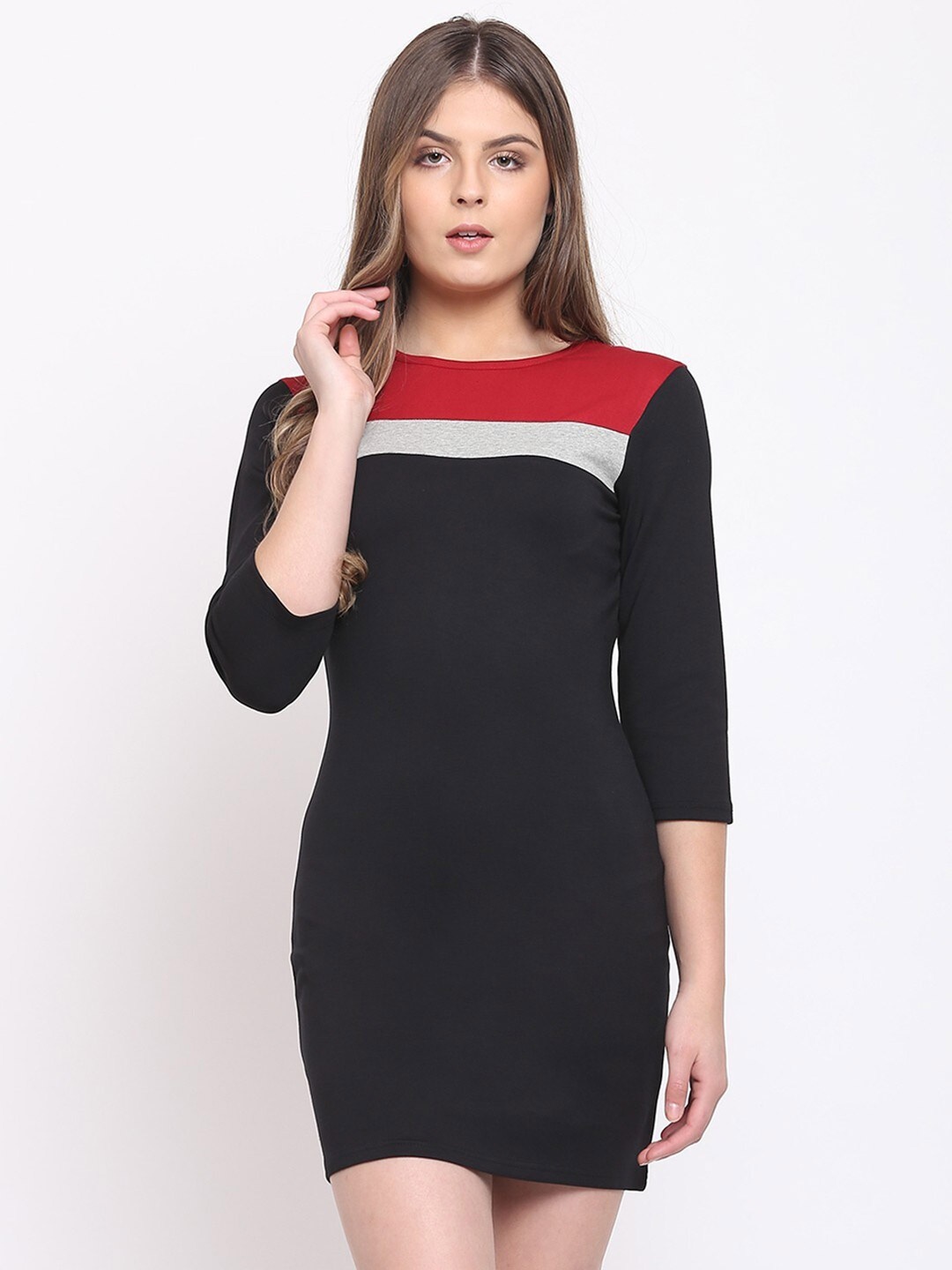 

RIVI Black Colourblocked Sheath Dress