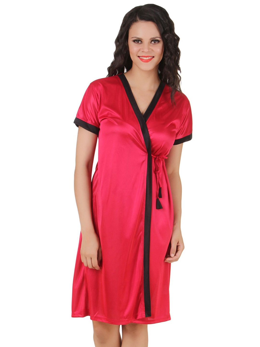 

Fasense Satin Nightdress With Robe, Pink