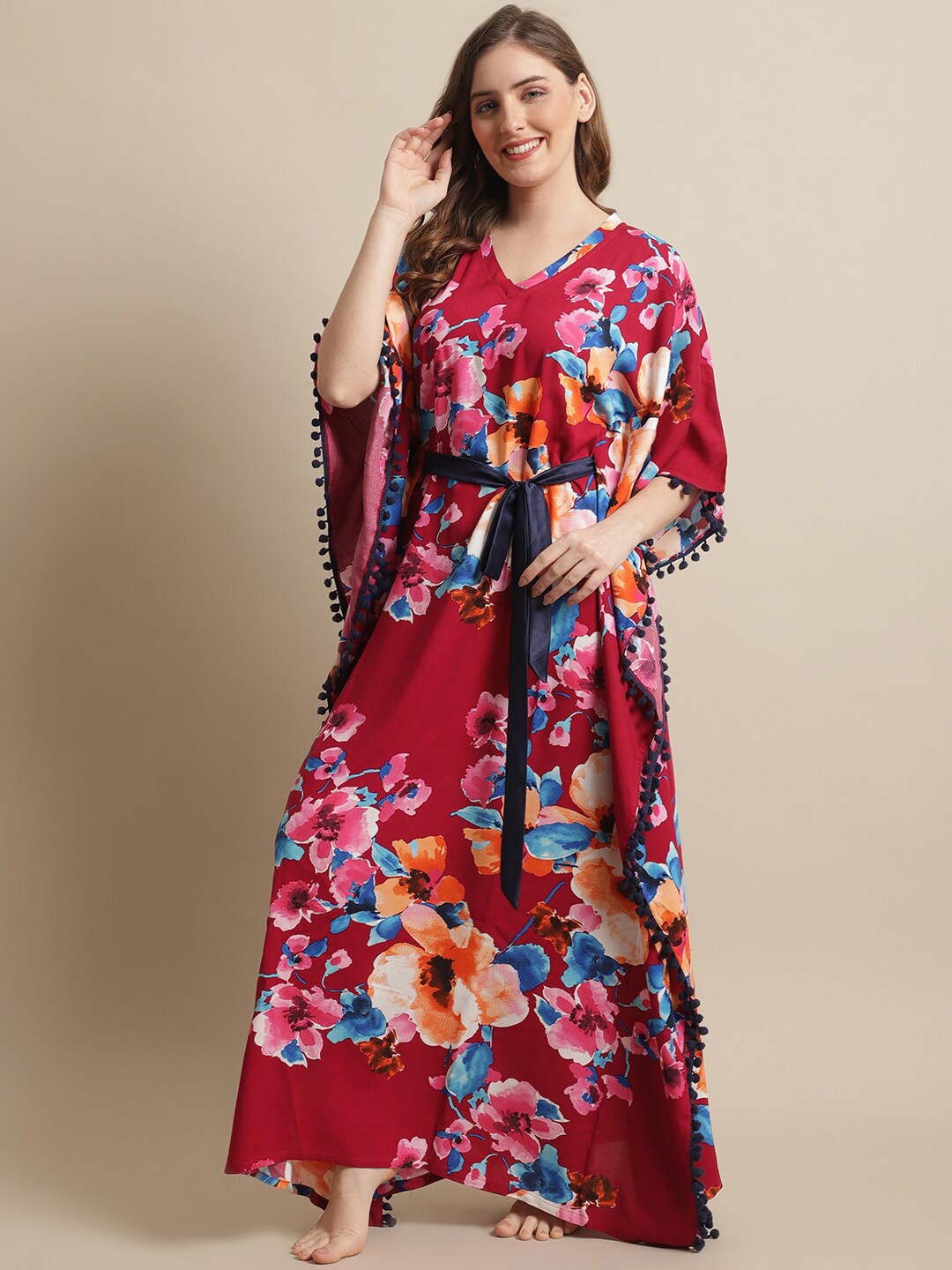 

Boston Club Printed Maxi Nightdress, Maroon
