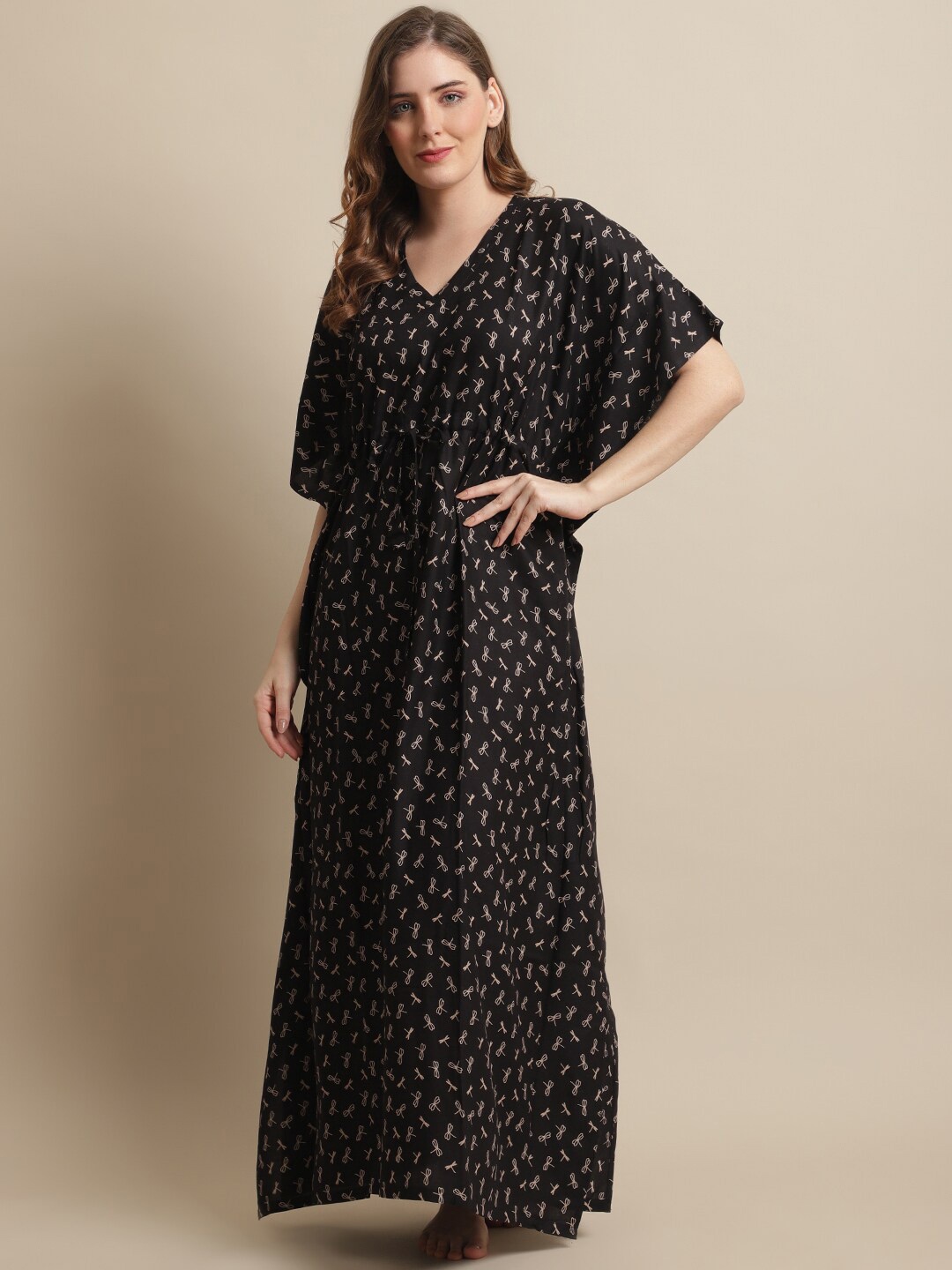 

Boston Club Printed Maxi Nightdress, Black