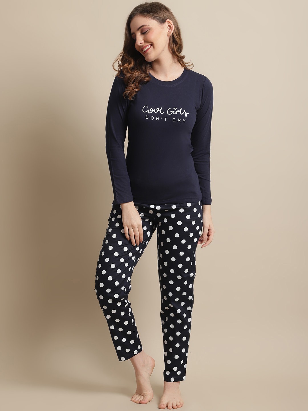 

Boston Club Women Printed Night suit, Navy blue