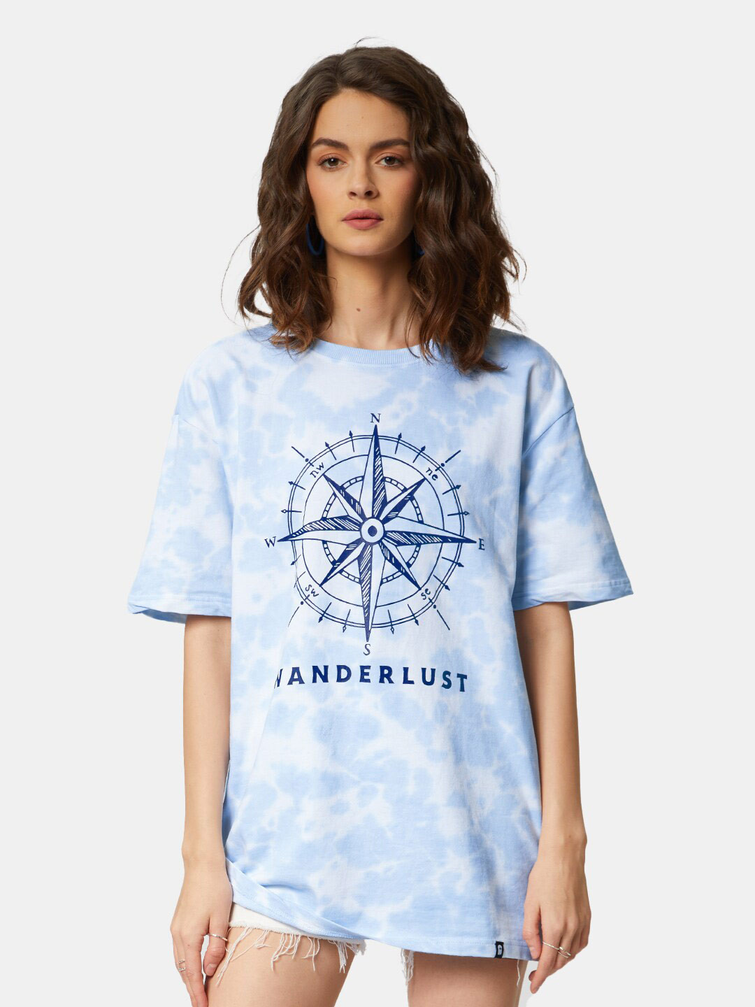 

The Souled Store Women Tie and Dye Pure Cotton Loose T-shirt, White