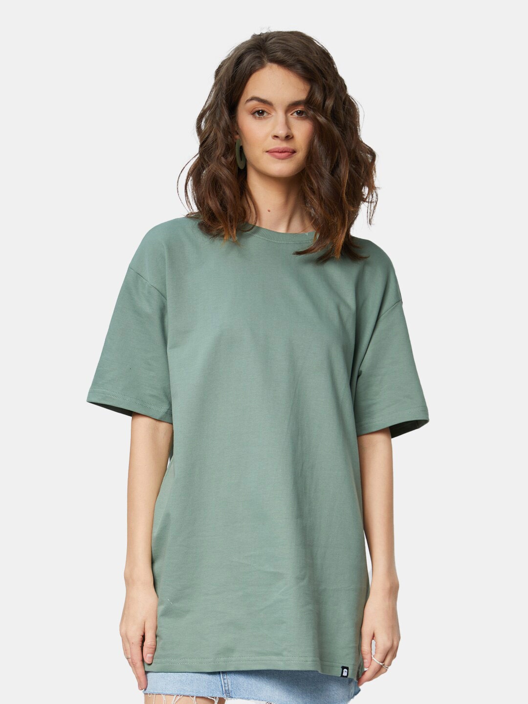 

The Souled Store Women Pure Cotton Loose T-shirt, Green