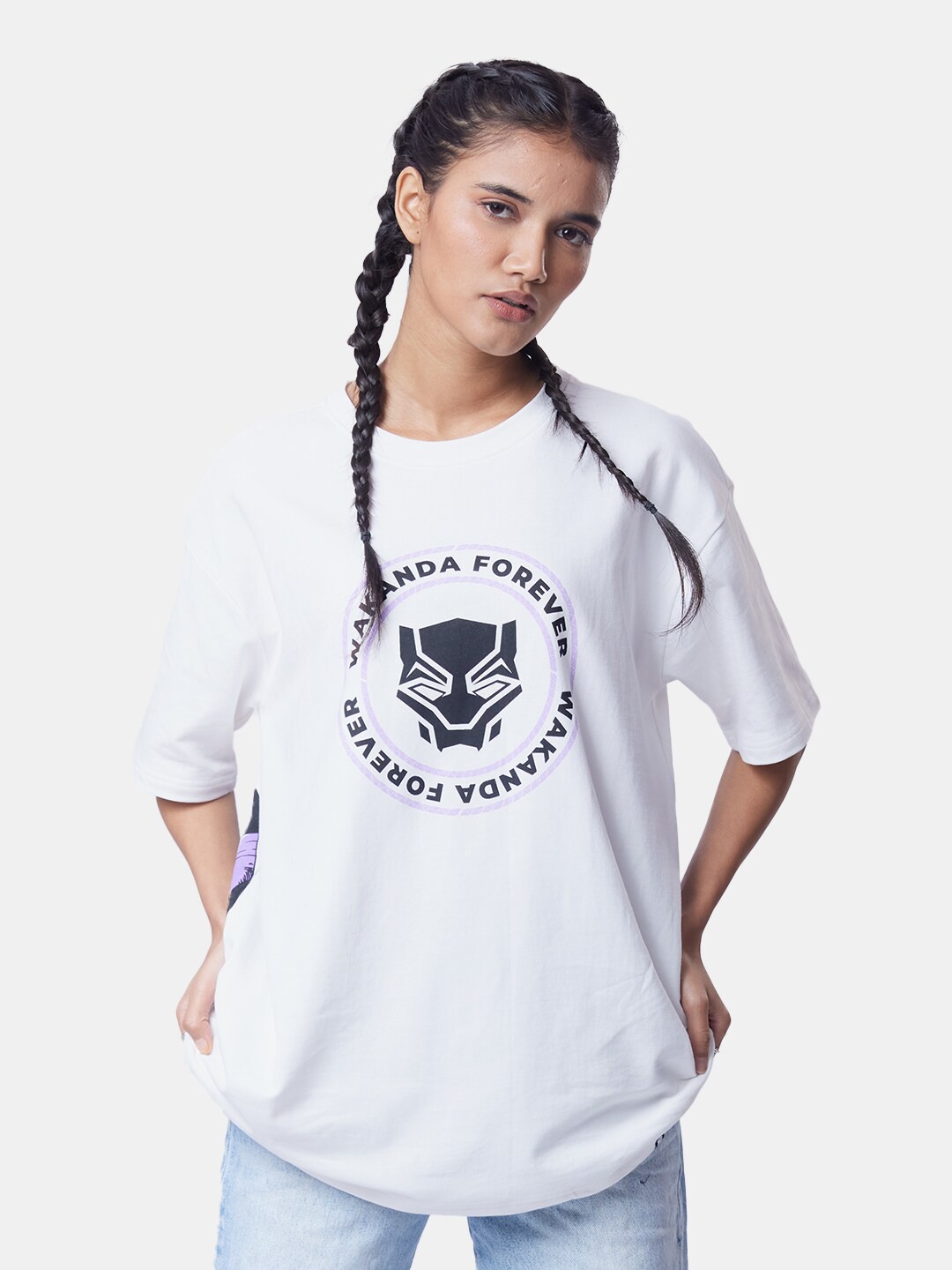 

The Souled Store Women Printed Pure Cotton Loose T-shirt, White