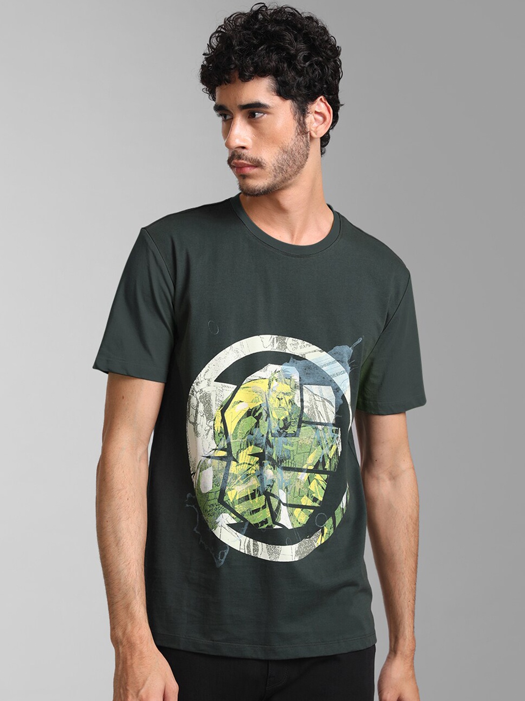 

KZ07 By Kazo Men Printed Cotton T-shirt, Green