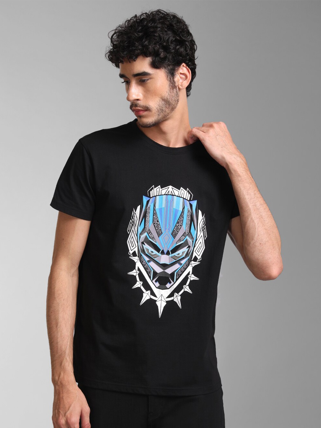 

KZ07 By Kazo Men Printed Cotton T-shirt, Black