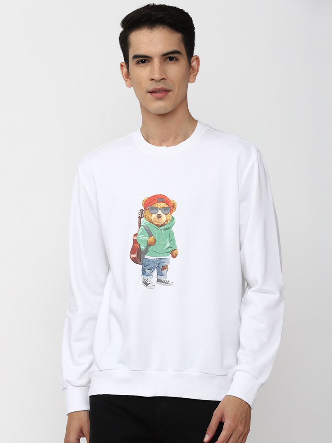 

FOREVER 21 Men Printed Round Neck Sweatshirt, White