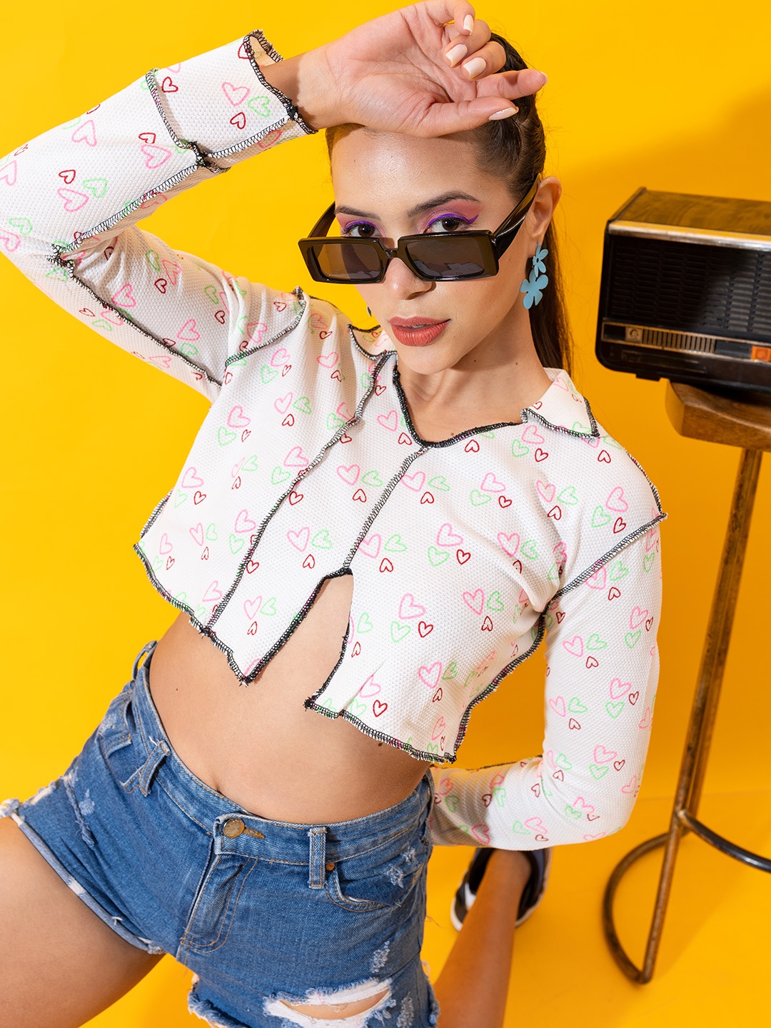 

Stylecast X Hersheinbox Print Crop Top, White