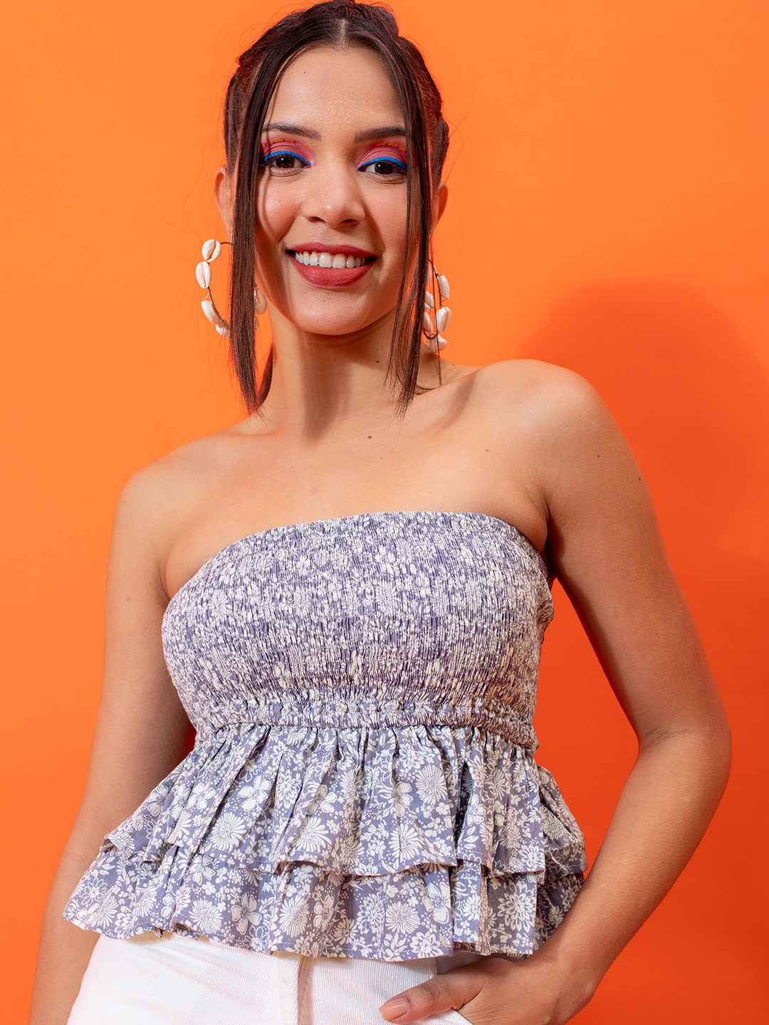 

Stylecast X Hersheinbox Floral Print Tube Top, Blue