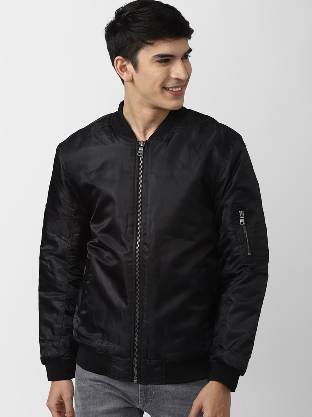 

FOREVER 21 Men Bomber Jacket, Black