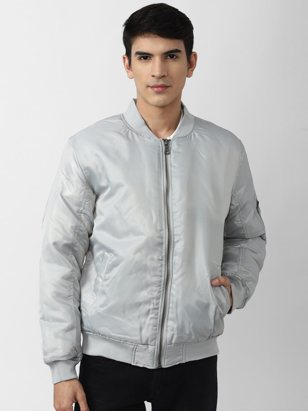 

FOREVER 21 Men Bomber Jacket, Grey