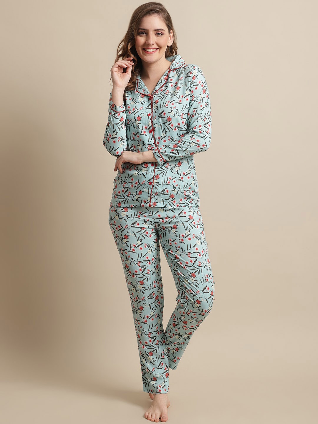 

Claura Women Printed Night Suit, Green