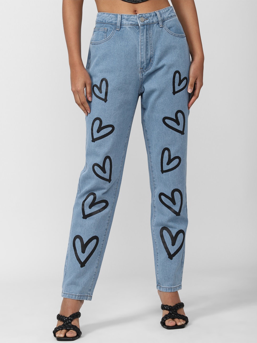 

FOREVER 21 Women Mid-Rise Slim Fit Ankle Length Jeans, Blue