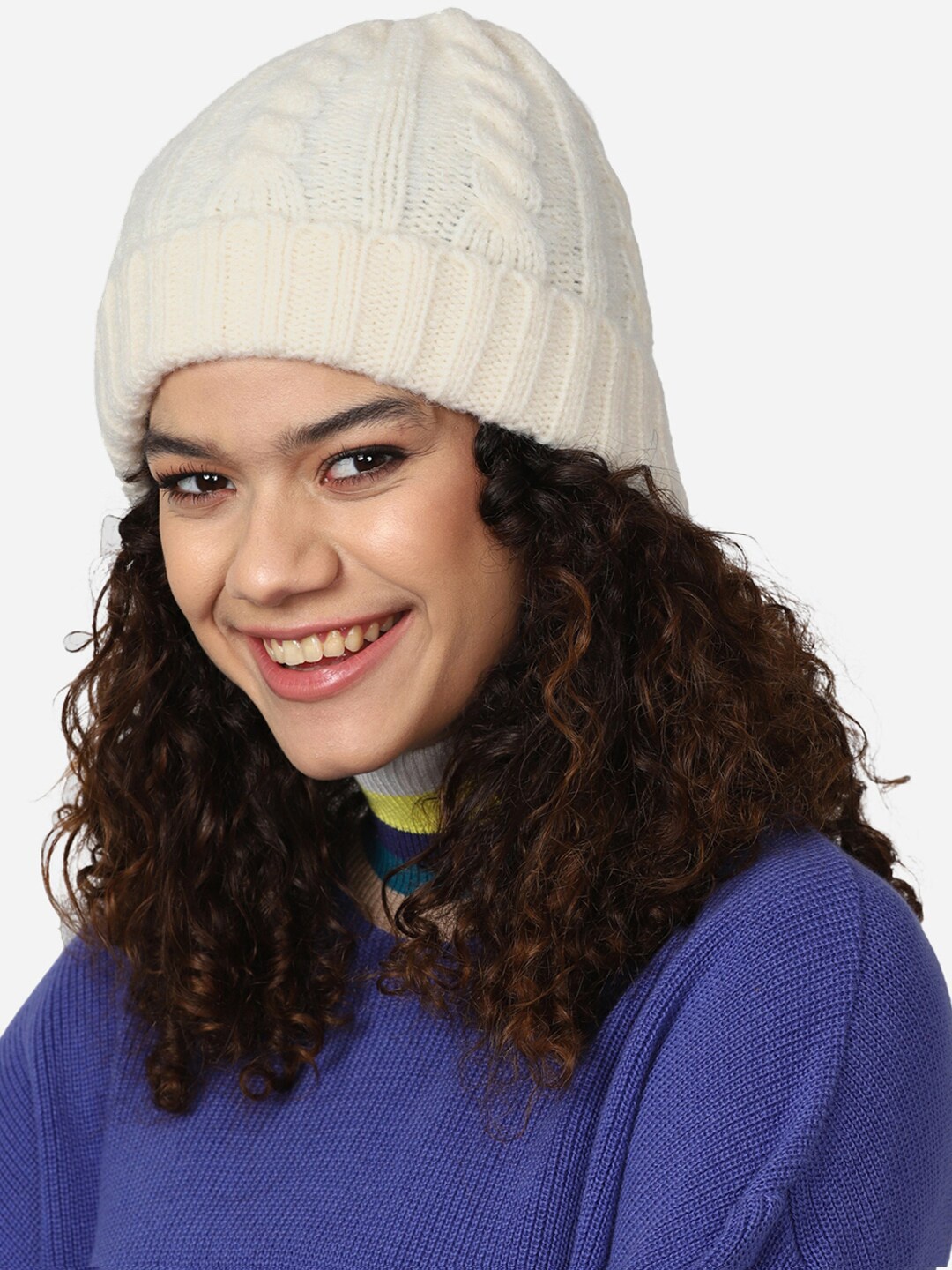 

FOREVER 21 Women Textured Beanie, Cream