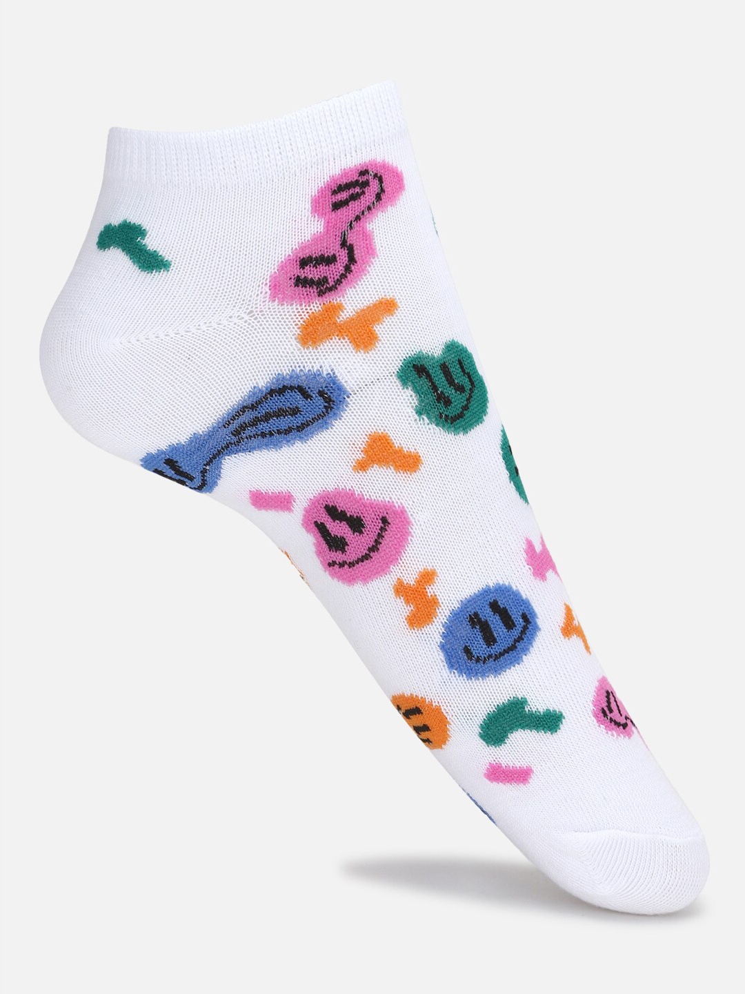 

FOREVER 21 Women Printed Ankle Length Socks, White