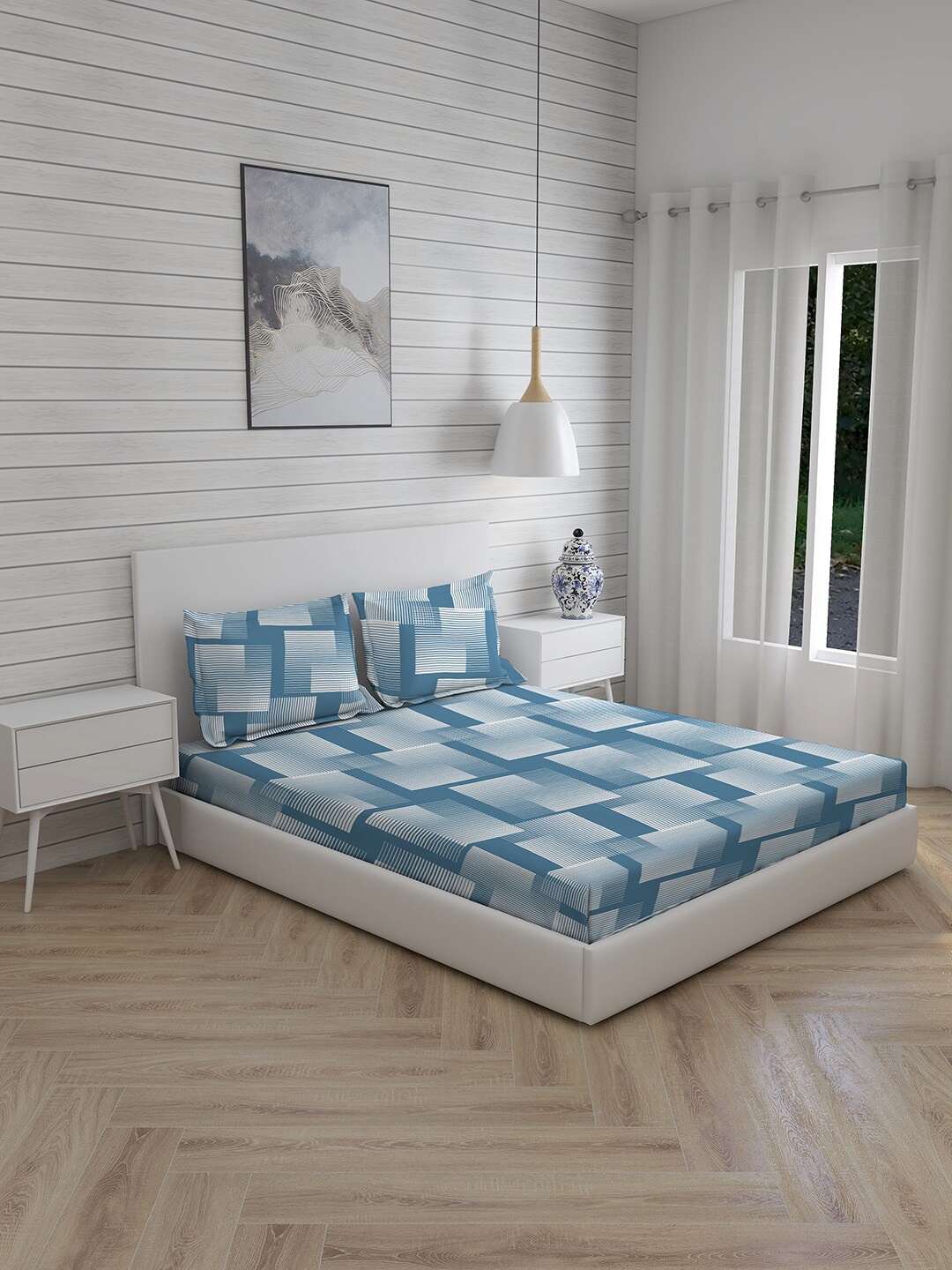 

Boutique Living India Grey 212 TC Cotton Super King Bedsheet with 2 Pillow Covers