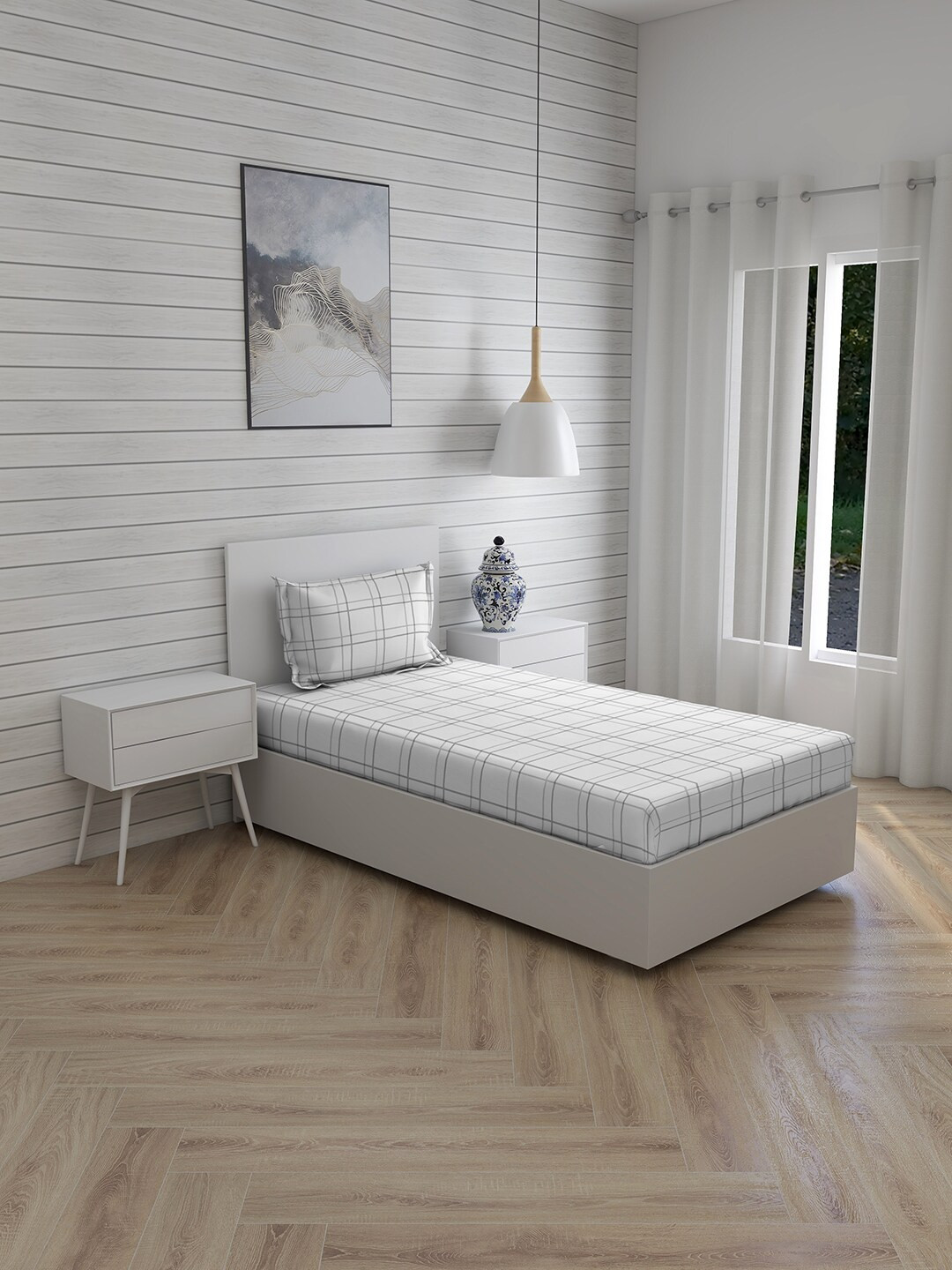 

Boutique Living India Grey Pure Cotton 150 TC Single Bedsheet With 1 Pillow Cover
