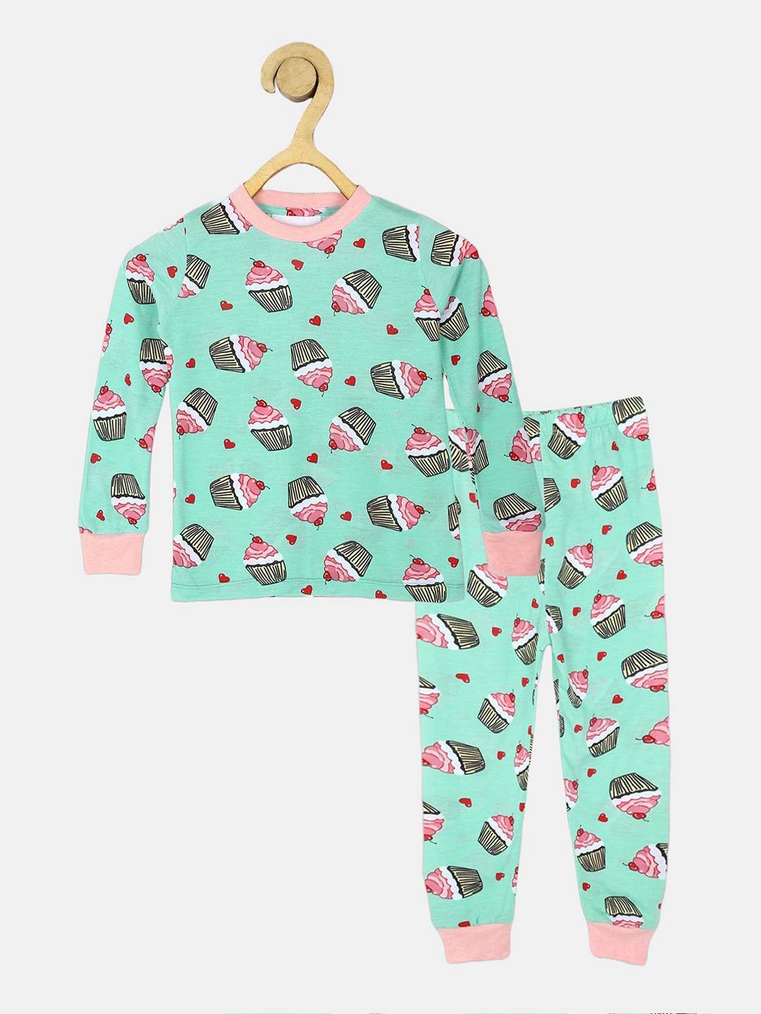 

Wyld Sprog Kids Printed Night suit, Sea green