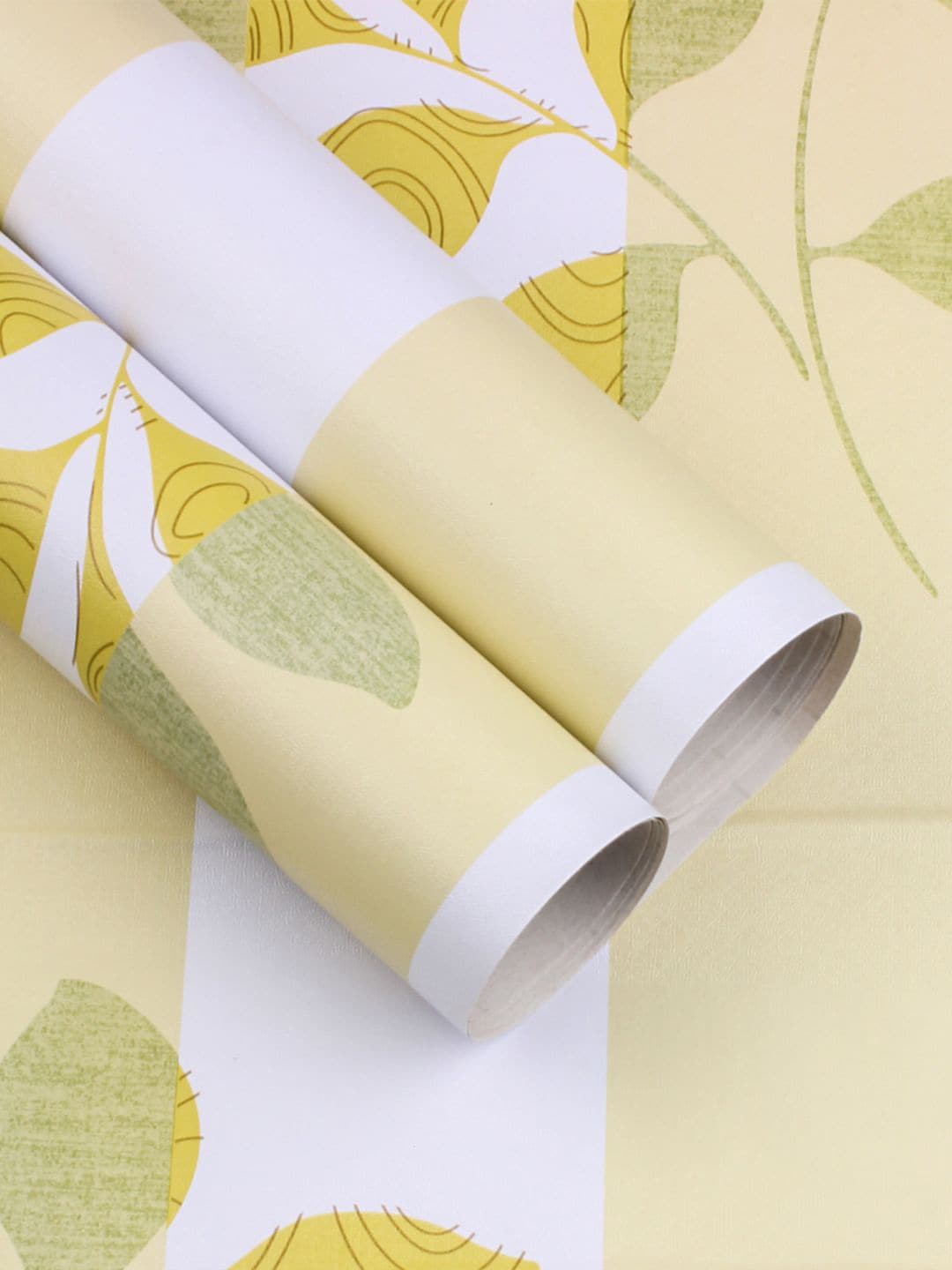 

Bonhomie Wallopedia White & Green Striped Floral Printed Wall Sticker
