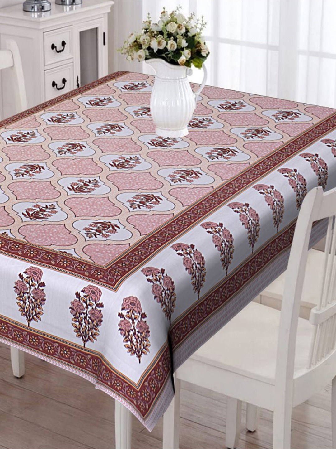 

INDHOME LIFE Abstract Printed Pure Cotton 6 Seater Table Covers, Red