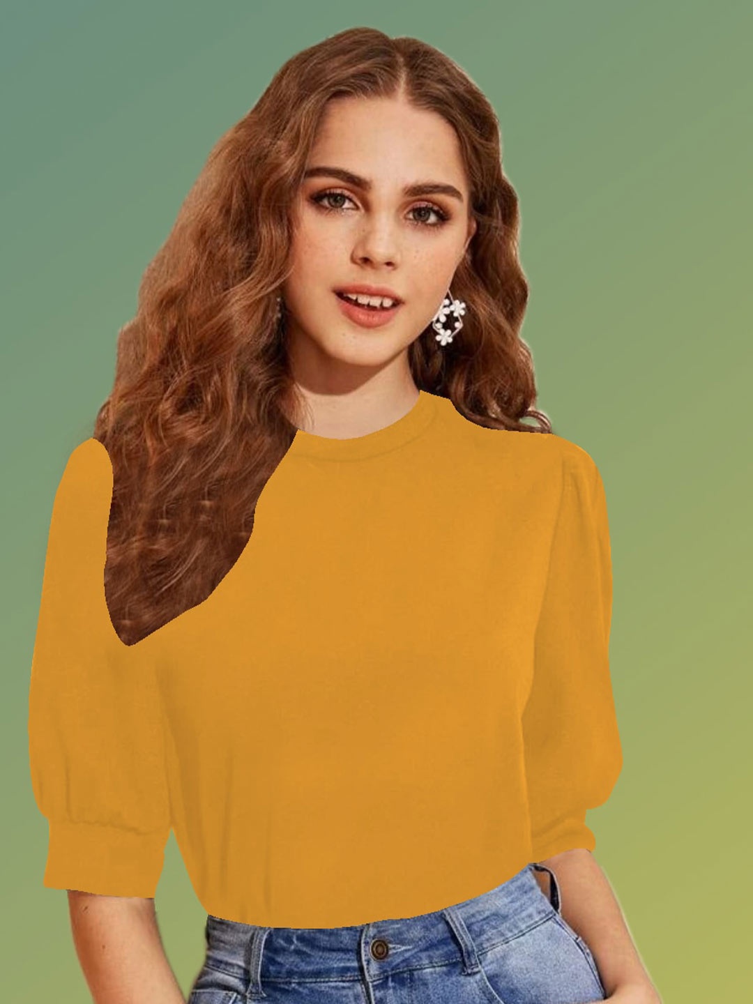 

Dream Beauty Fashion Women Puff Sleeves Top, Yellow