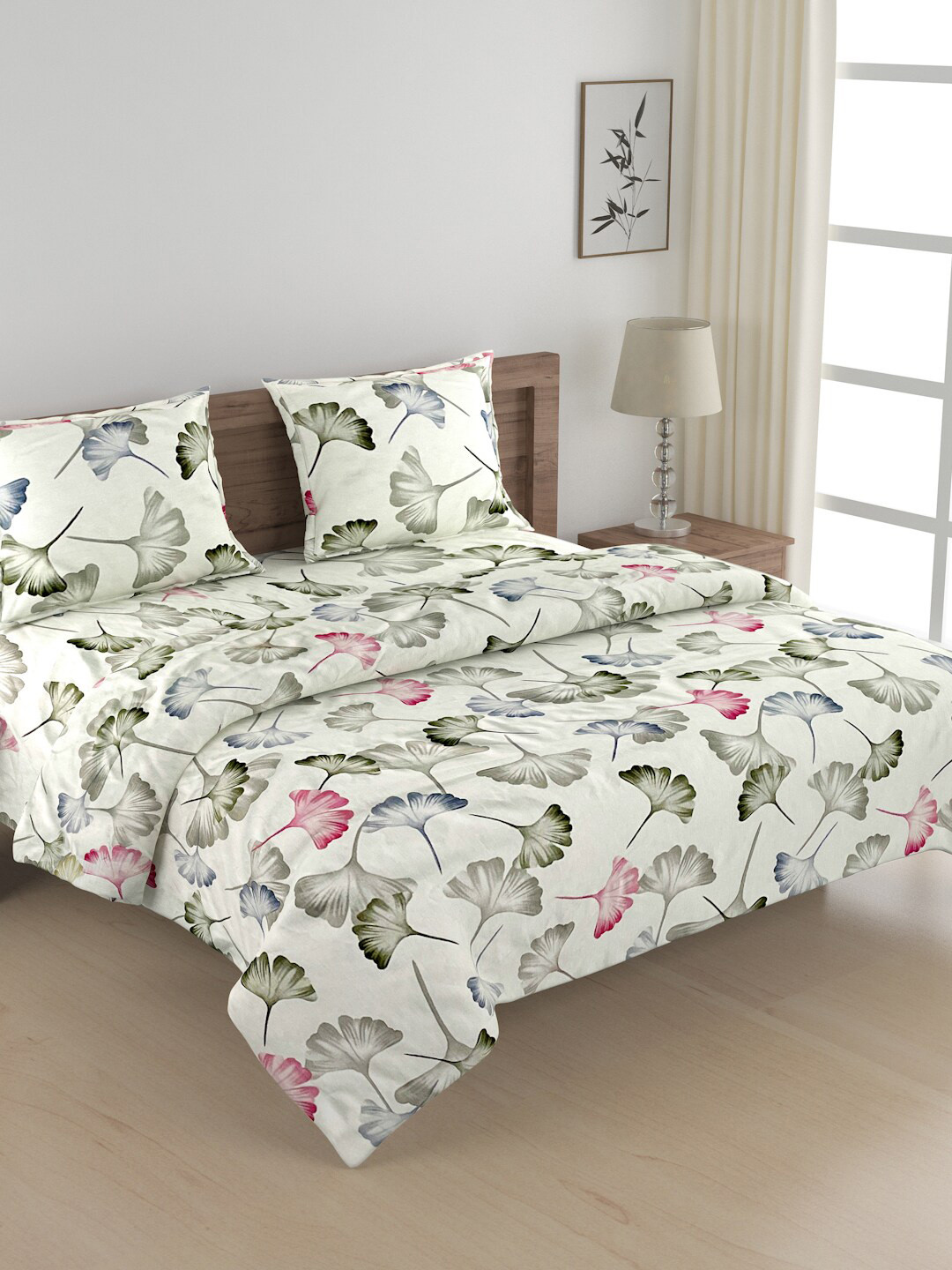 

SWAYAM Green Printed Cotton 150 GSM Double King Bedding Set