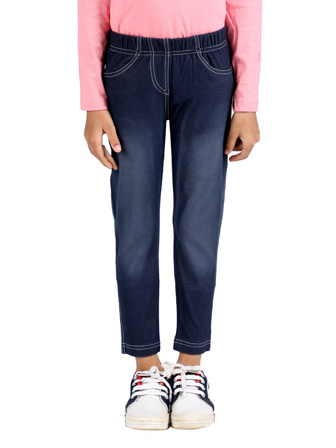 

3PIN Girls Solid Relaxed Fit Cotton Jeggings, Navy blue