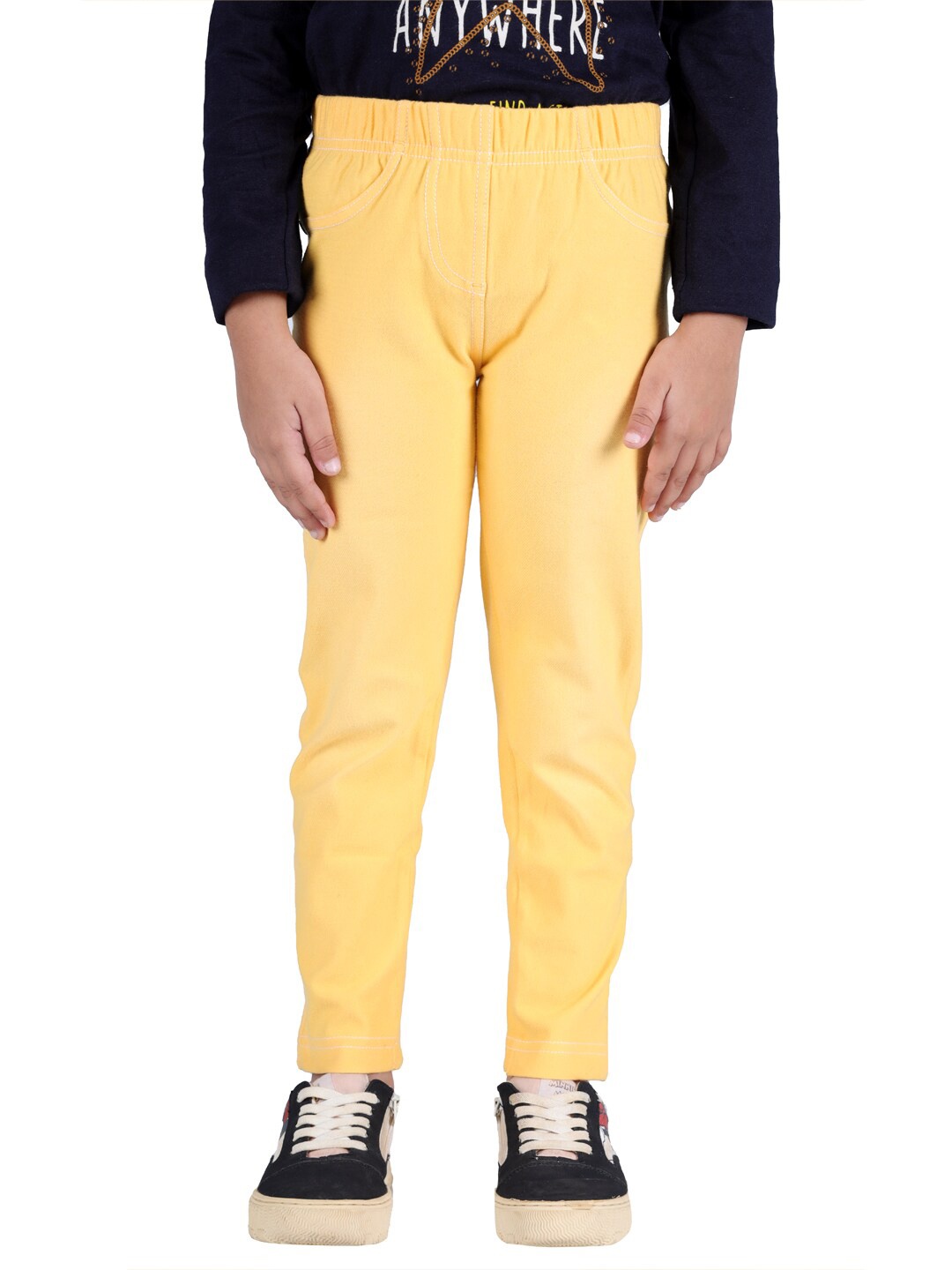 

3PIN Girls Relaxed Fit Cotton Jeggings, Gold