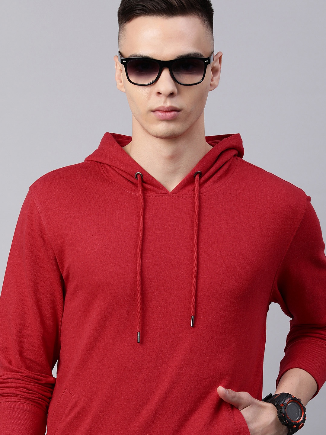 

Huetrap Men Hooded Pullover Sweatshirt, Red