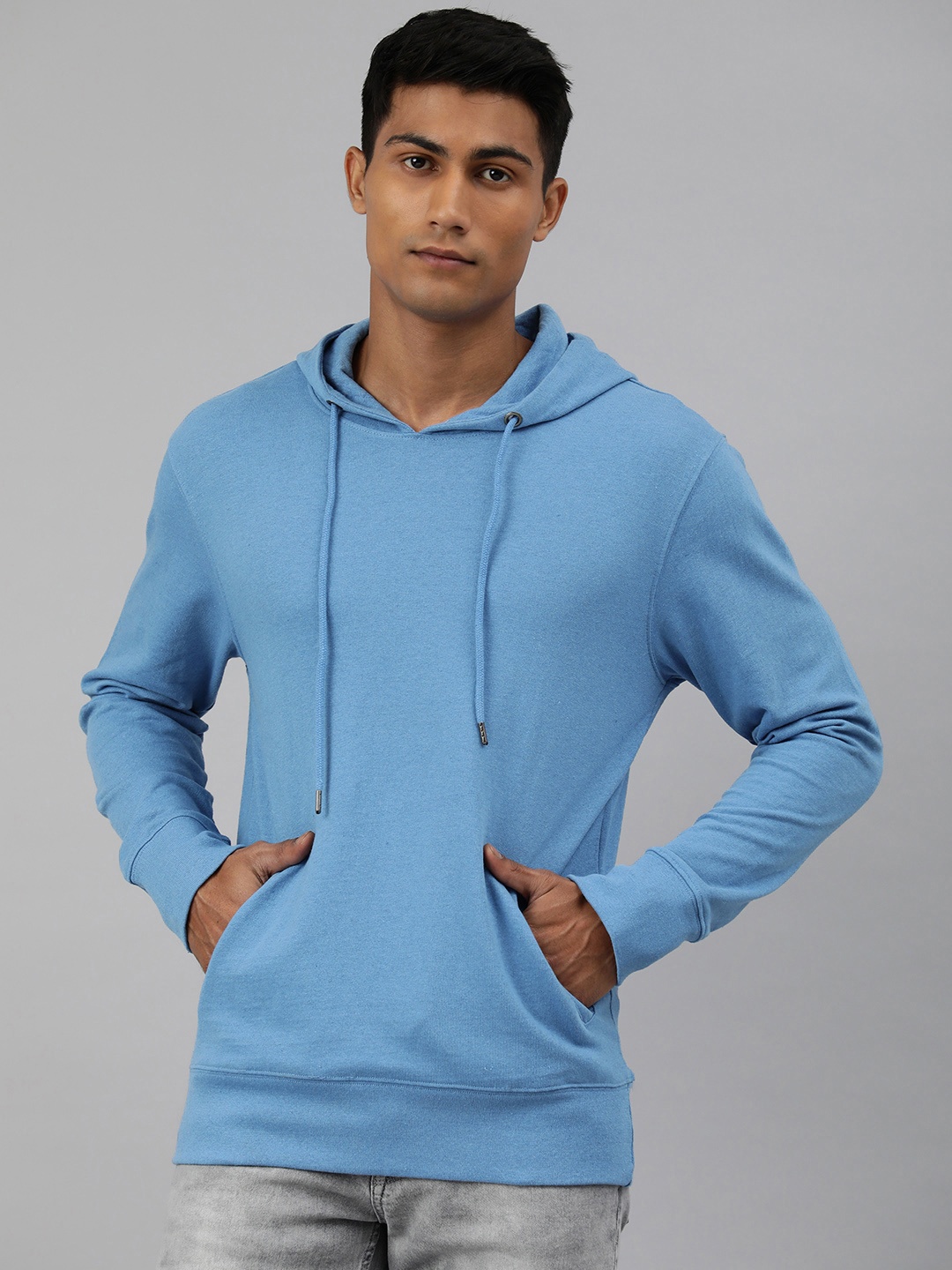 

Huetrap Men Solid Hooded Cotton Sweatshirt, Blue