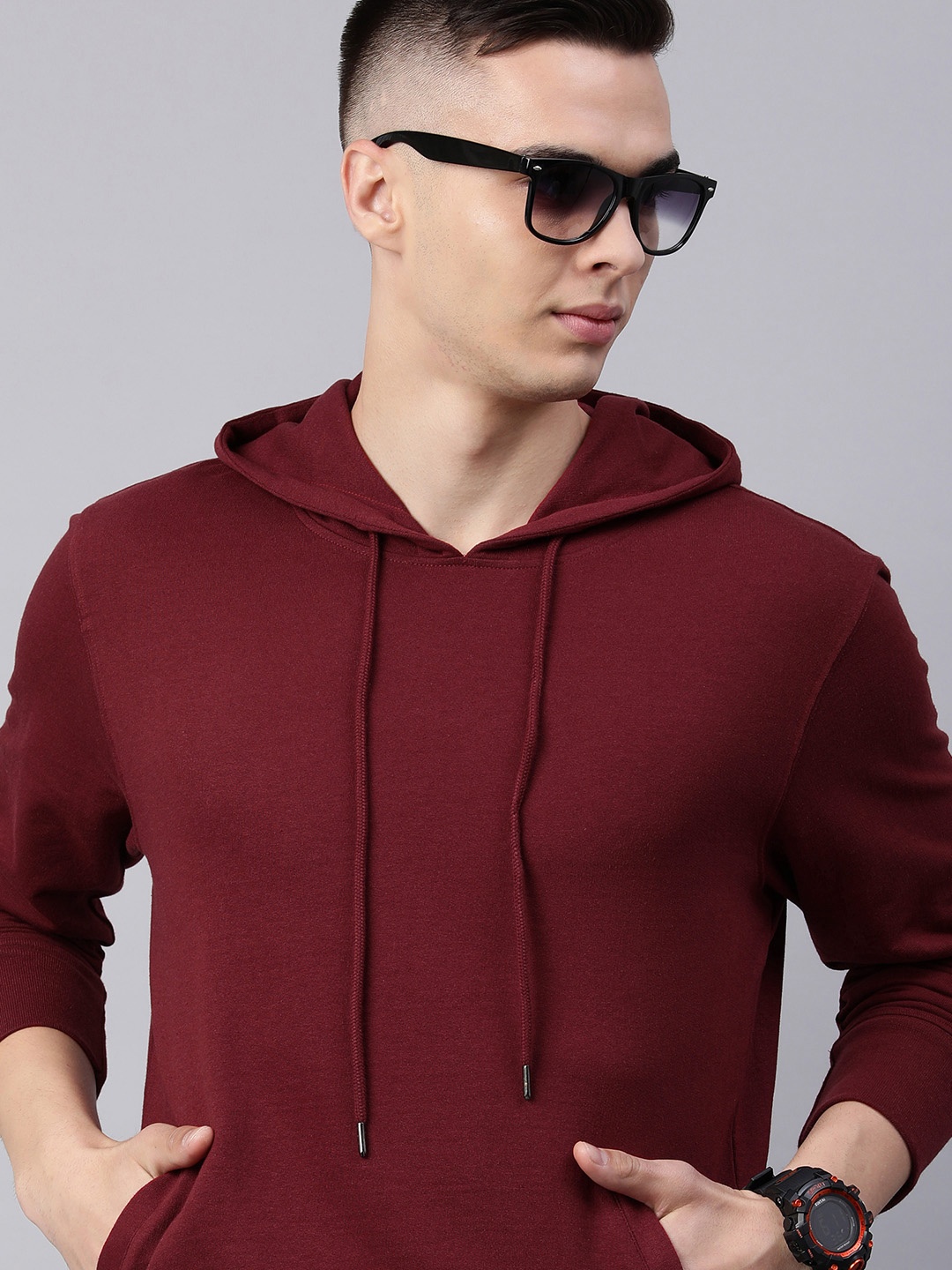Huetrap Men Hooded Pullover Sweatshirt, Purple