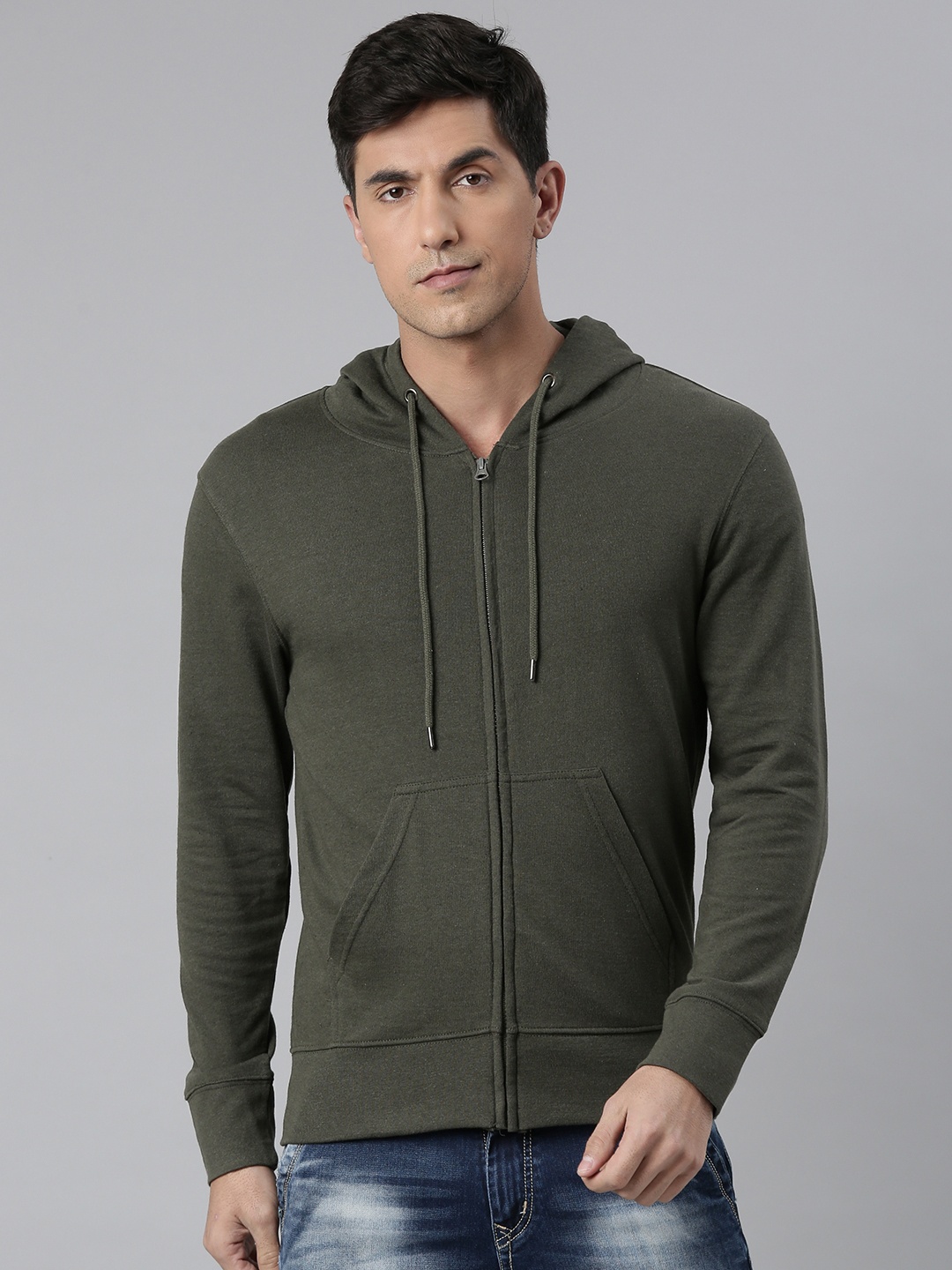 

Huetrap Men Solid Hooded Cotton Sweatshirt, Olive
