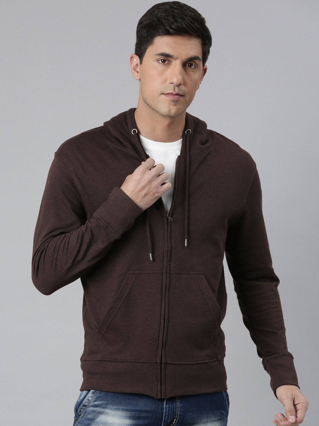 

Huetrap Men Solid Hooded Cotton Sweatshirt, Brown