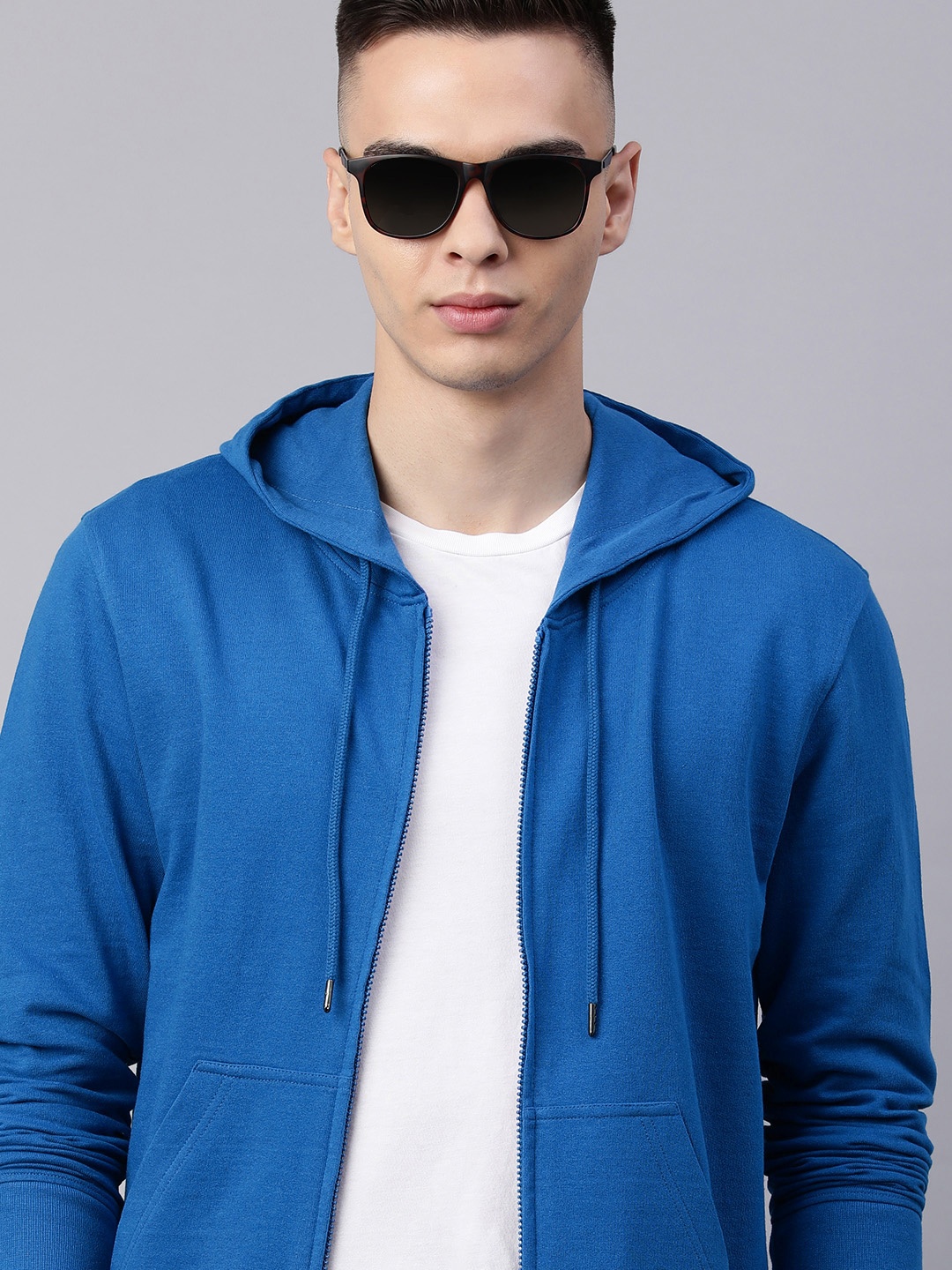 

Huetrap Men Hooded Front-Open Sweatshirt, Blue