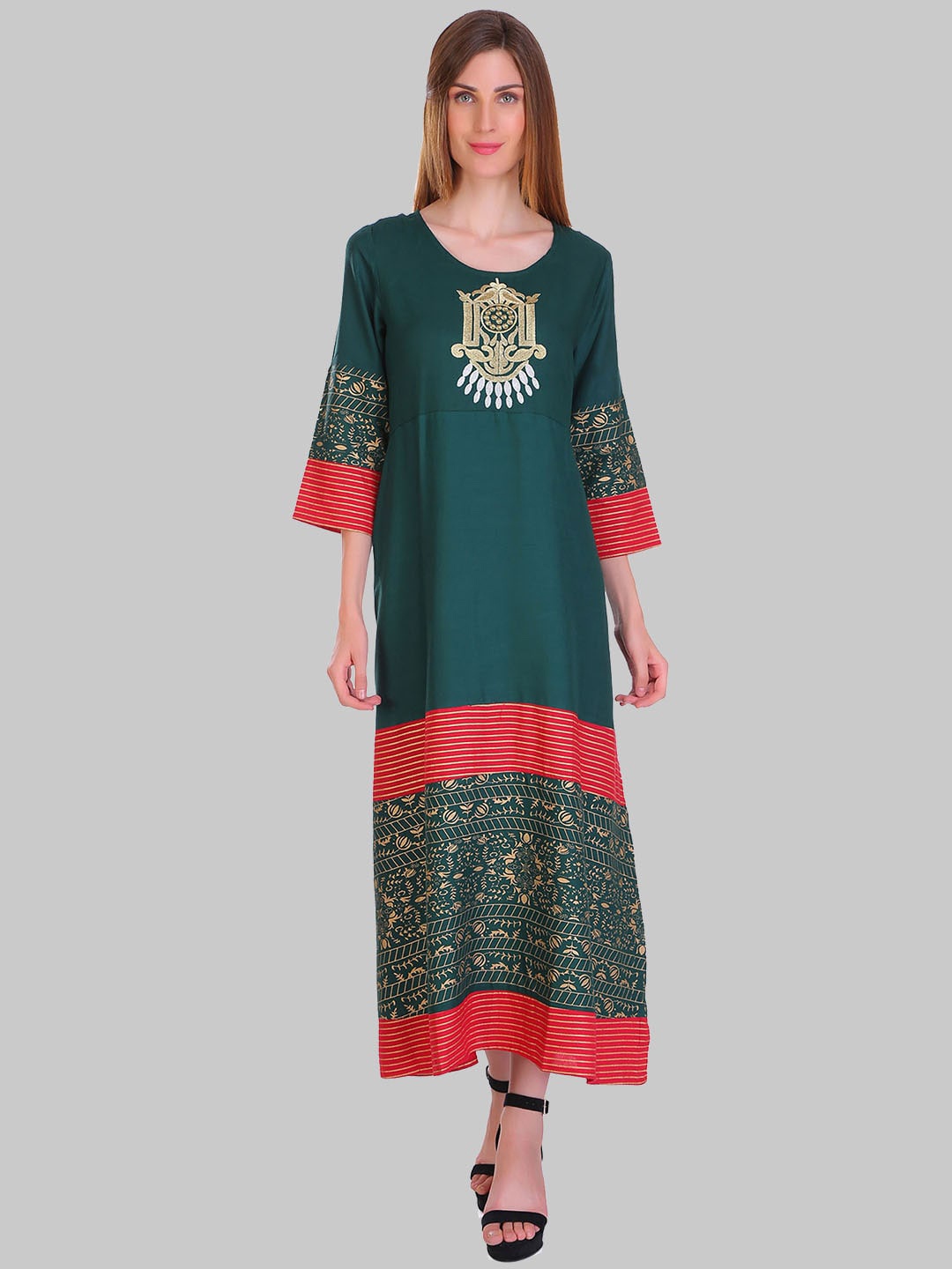 

SAUNDARYA Ethnic Motifs Printed Kurta, Green