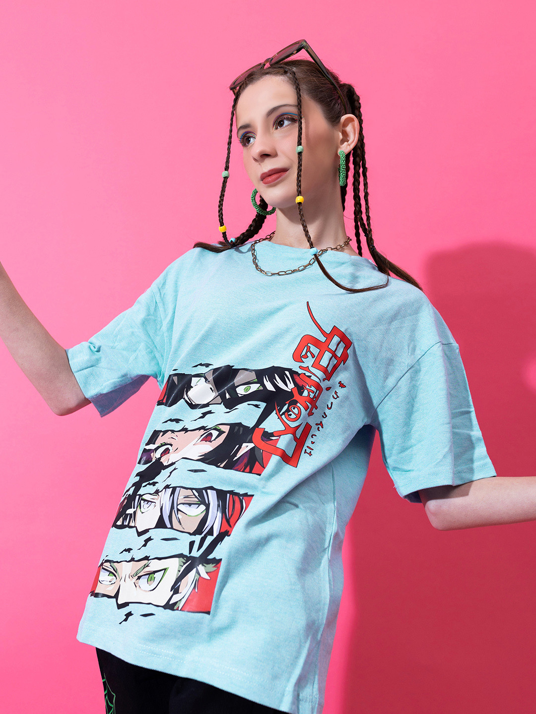 

Stylecast X Hersheinbox Women Pure Cotton Naruto Printed T-shirt, Blue