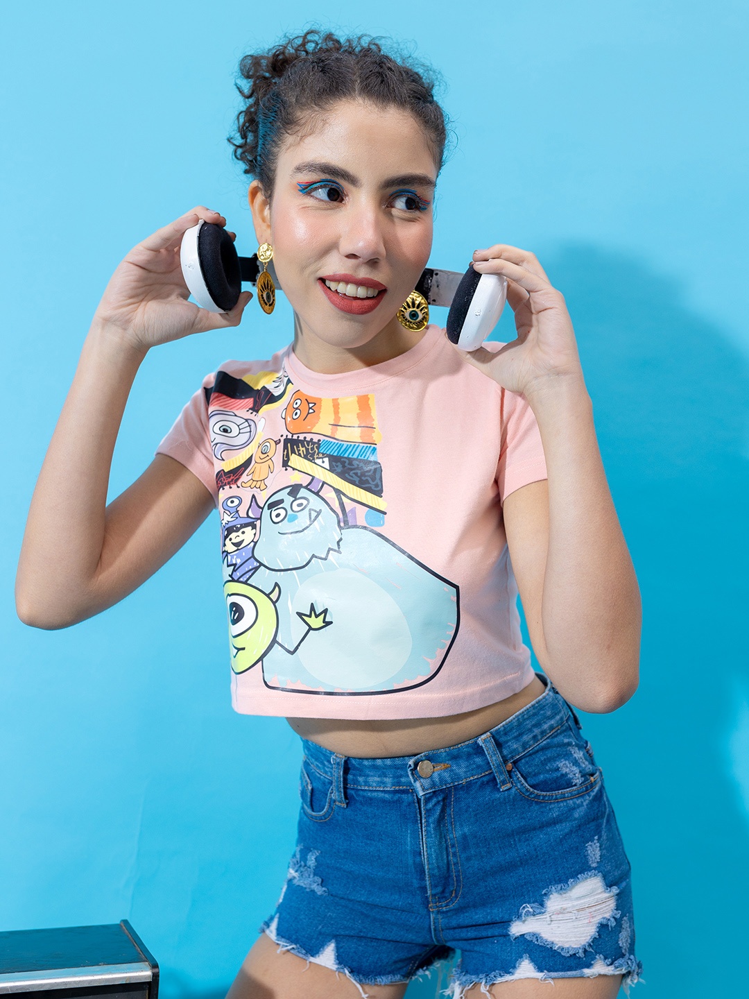 

Stylecast X Hersheinbox Women Pure Cotton Monster Printed T-shirt, Pink