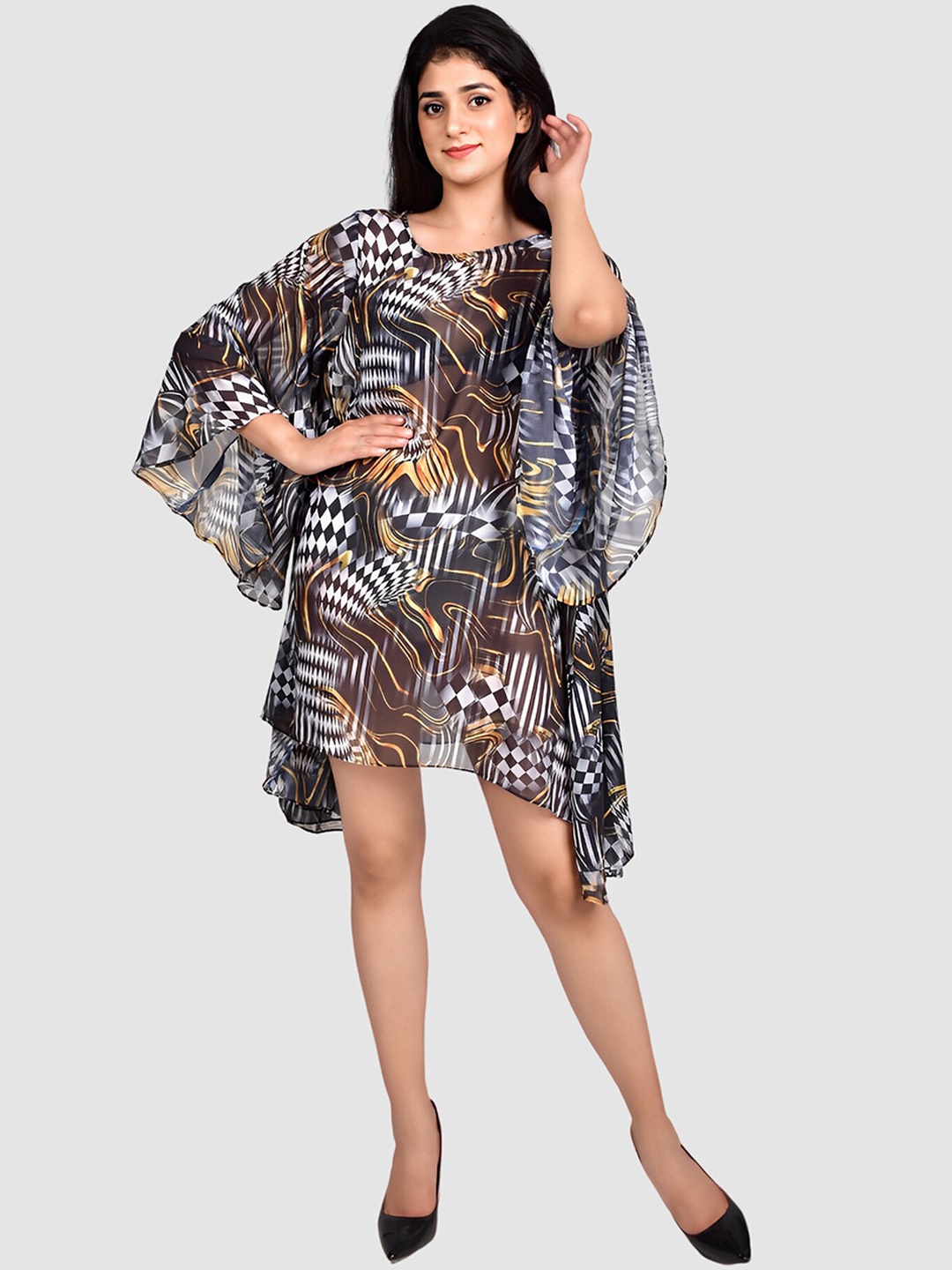 

Rajoria Instyle Women Printed Cover-Up Dress, Black