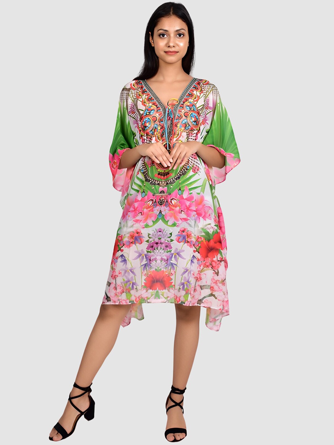 

Rajoria Instyle Women Floral Digital Printed Beach Cover Up Kaftan, Green