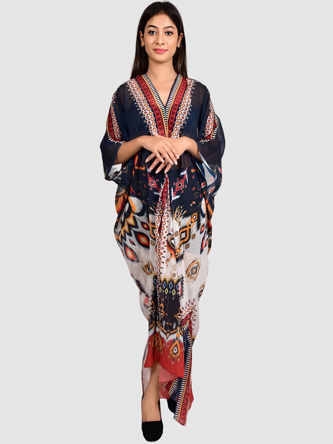 

Rajoria Instyle Women Digital Printed Beach Cover Up Kaftan Dress, Navy blue