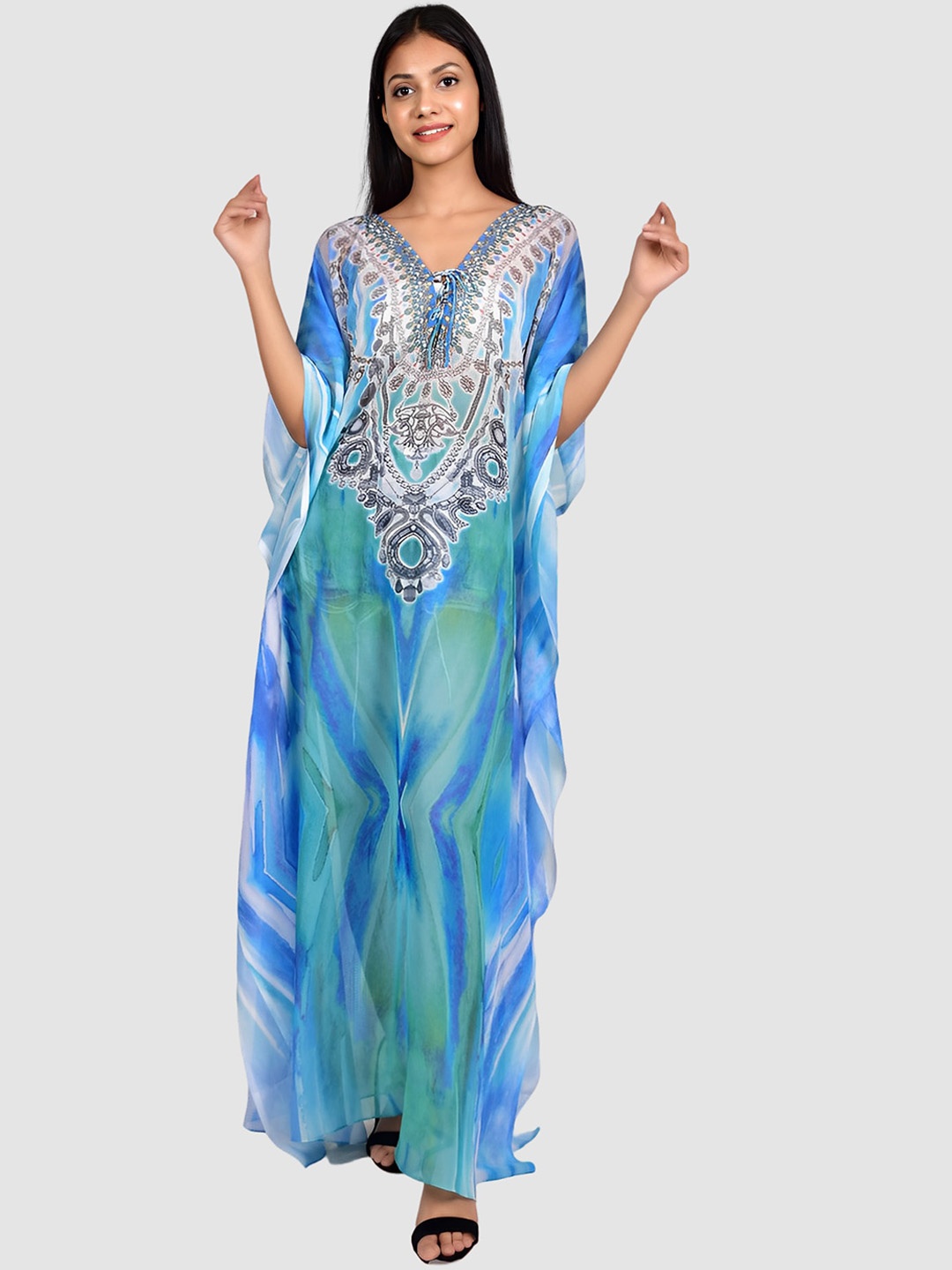 

Rajoria Instyle Women Printed Kaftan Cover Up Swimwear, Blue