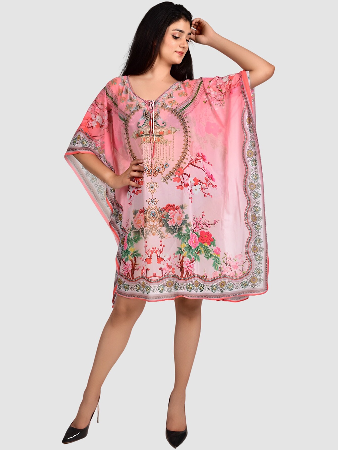 

Rajoria Instyle Women Printed Kaftan Coverup Dress, Pink