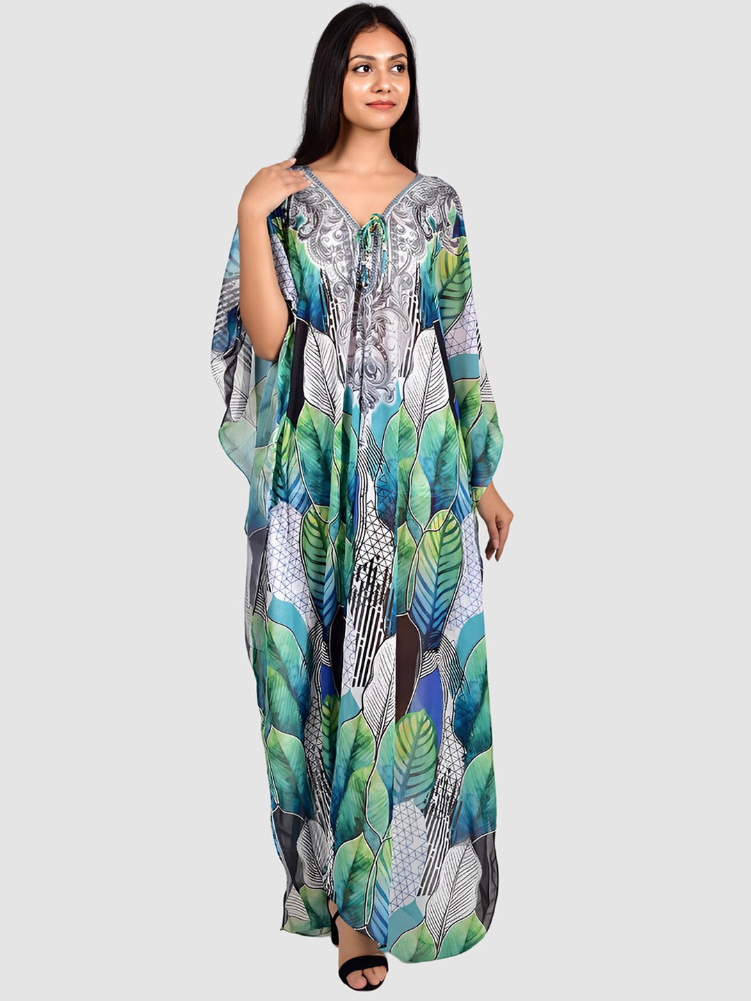 

Rajoria Instyle Women Digital Printed Beach Cover Up Maxi Kaftan, Green